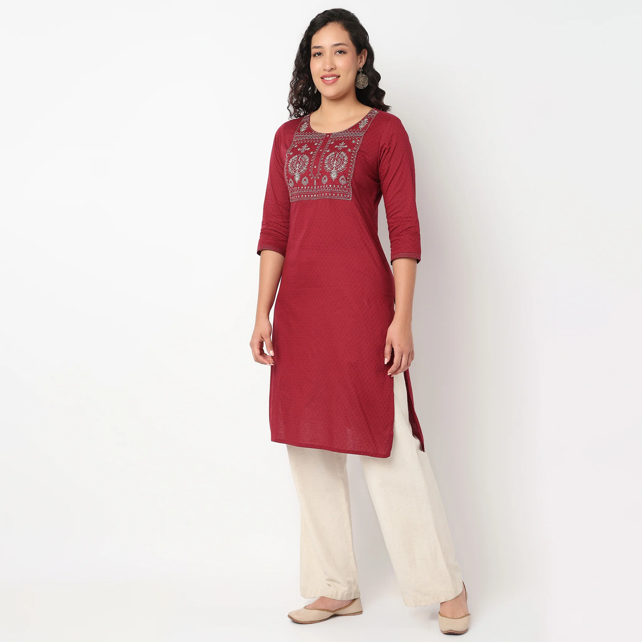 Embroidered Yoke Kurta - Image 10
