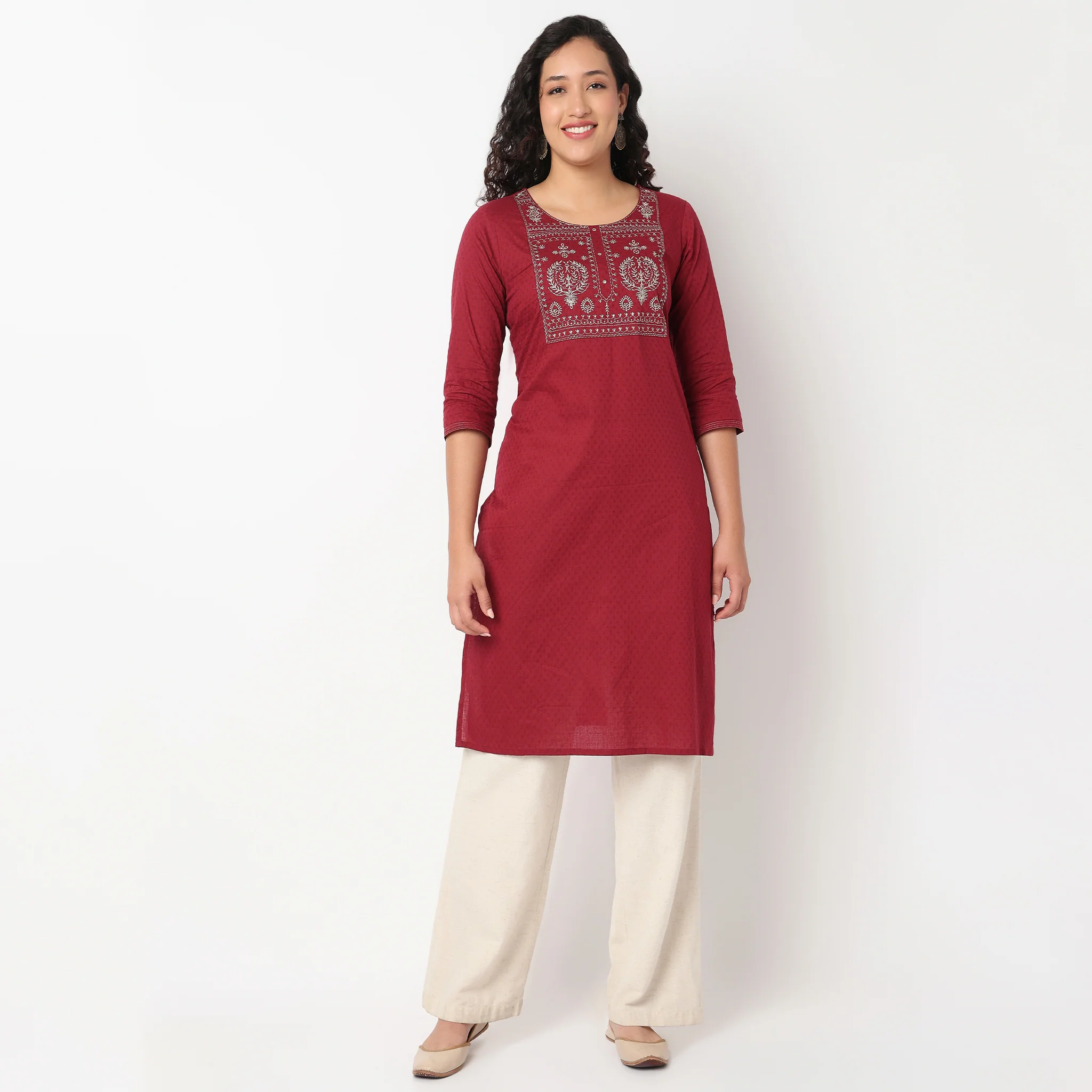Embroidered Yoke Kurta - Image 7