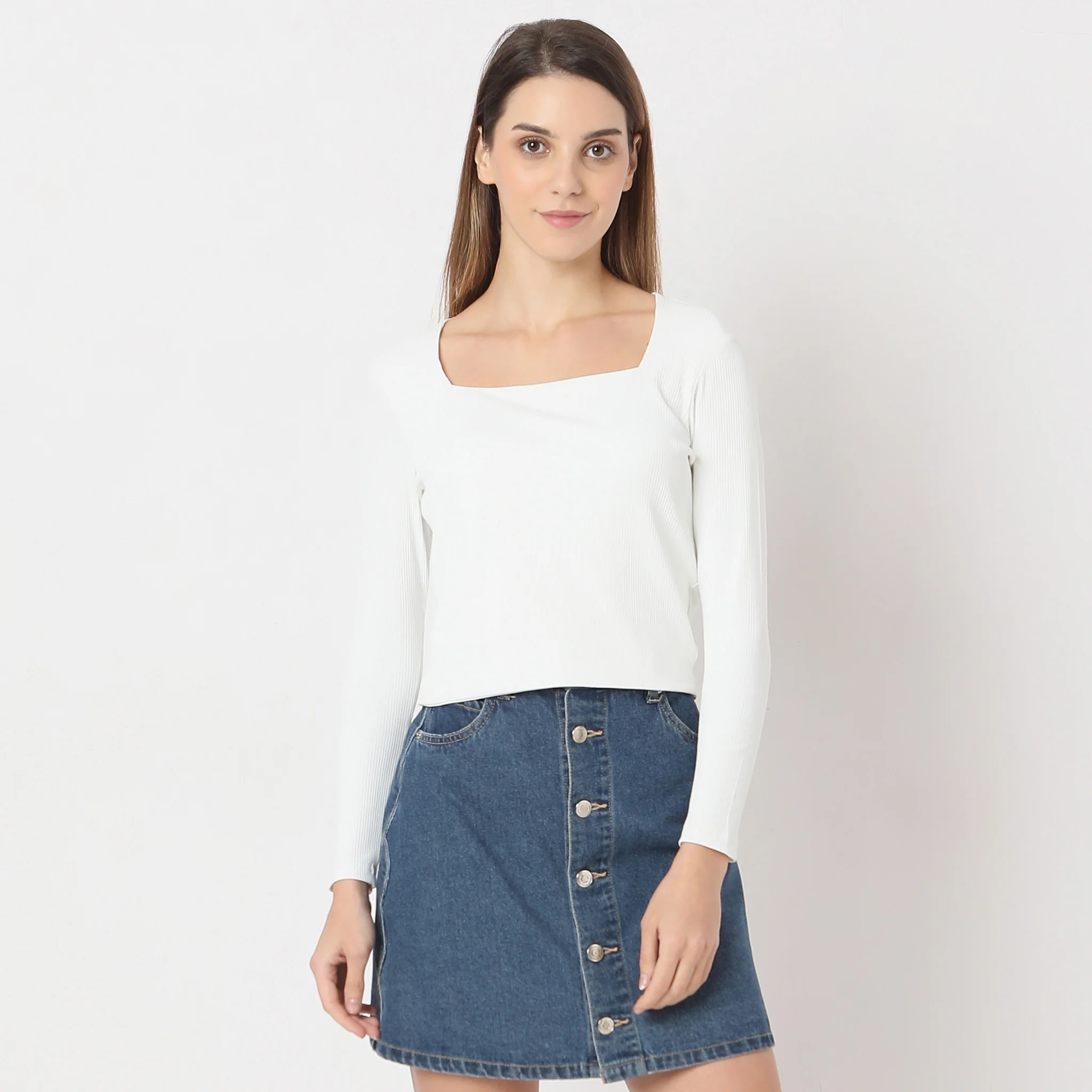 Fitted Square Neck Full Sleeve Finishing Top - Image 2