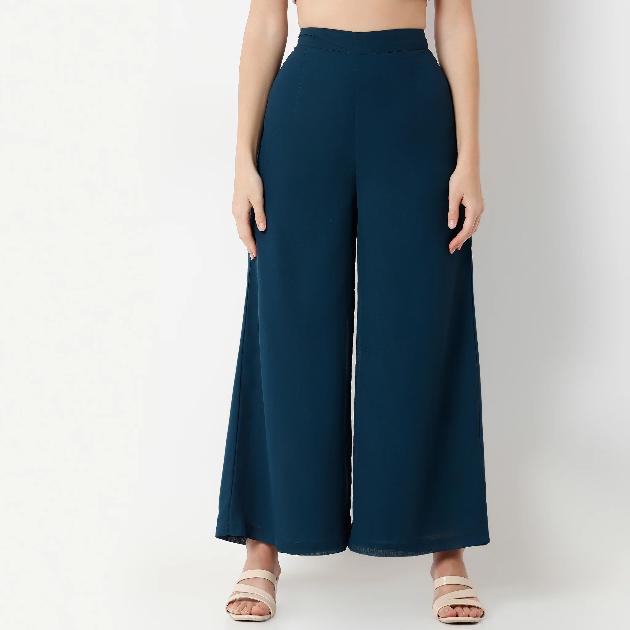 Flare Fit Ankle Length High Rise Palazzo - Image 2