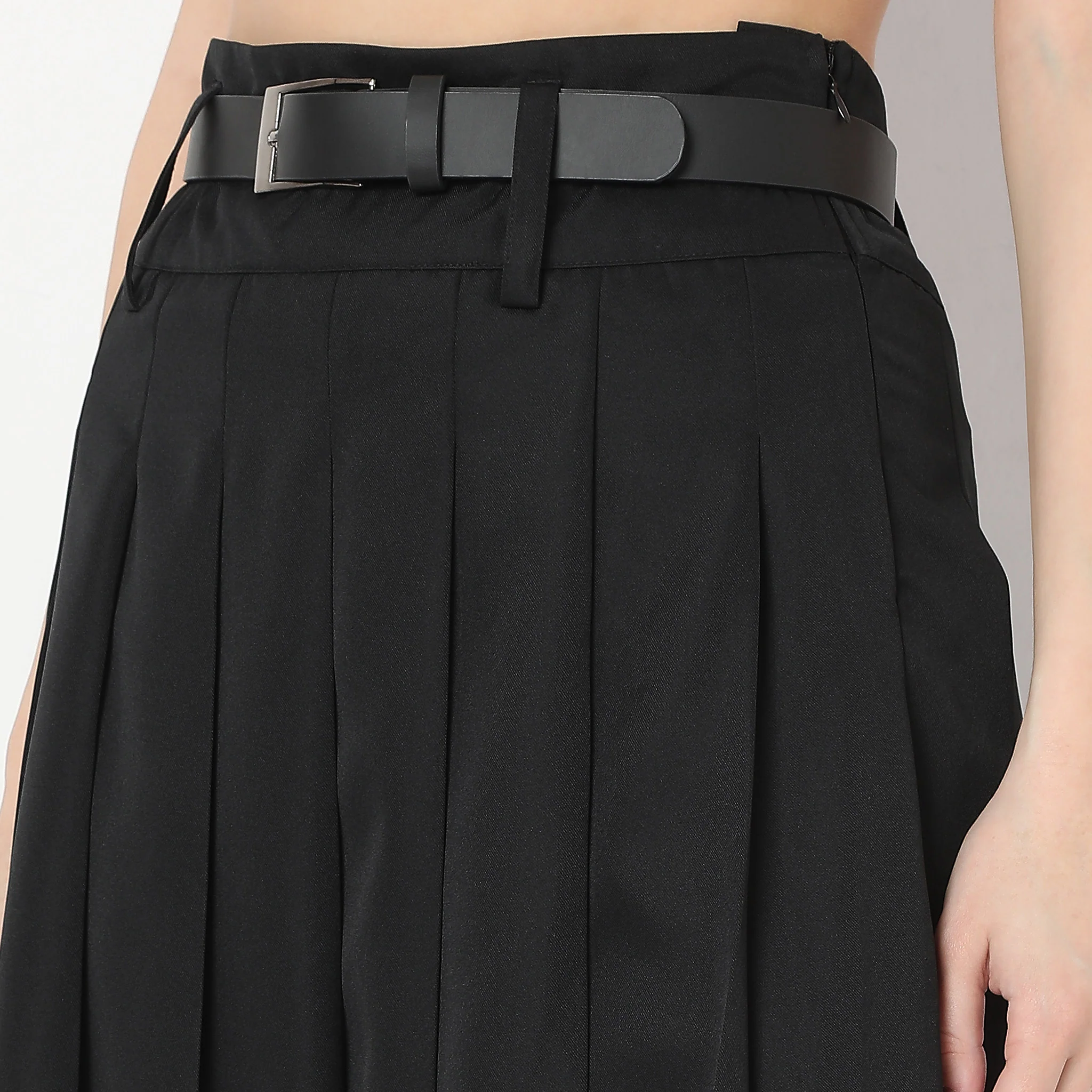 Flare Fit Calf Length Flared Skirt With Belts - Image 4
