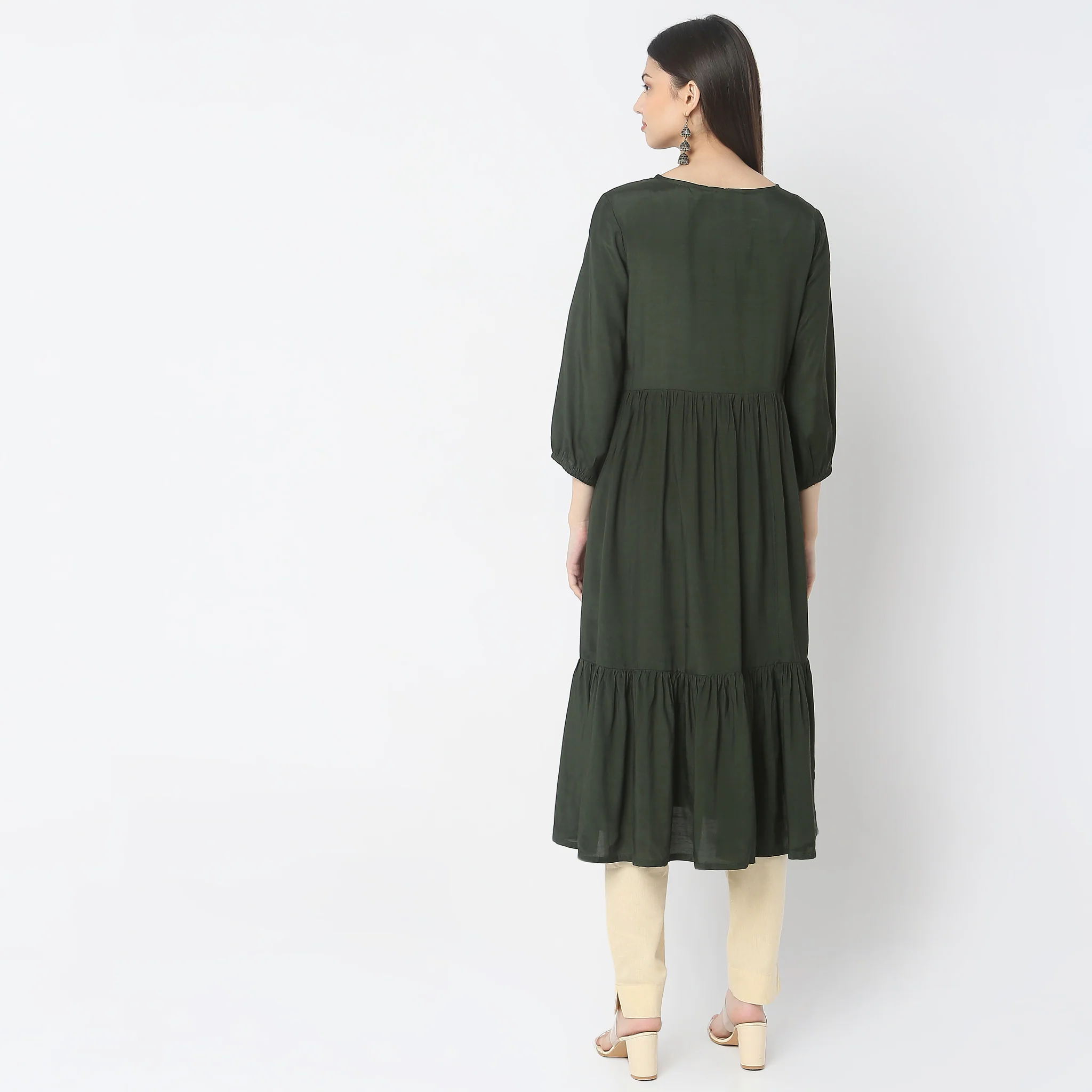 Flare Fit Embroidered Dress - Image 3