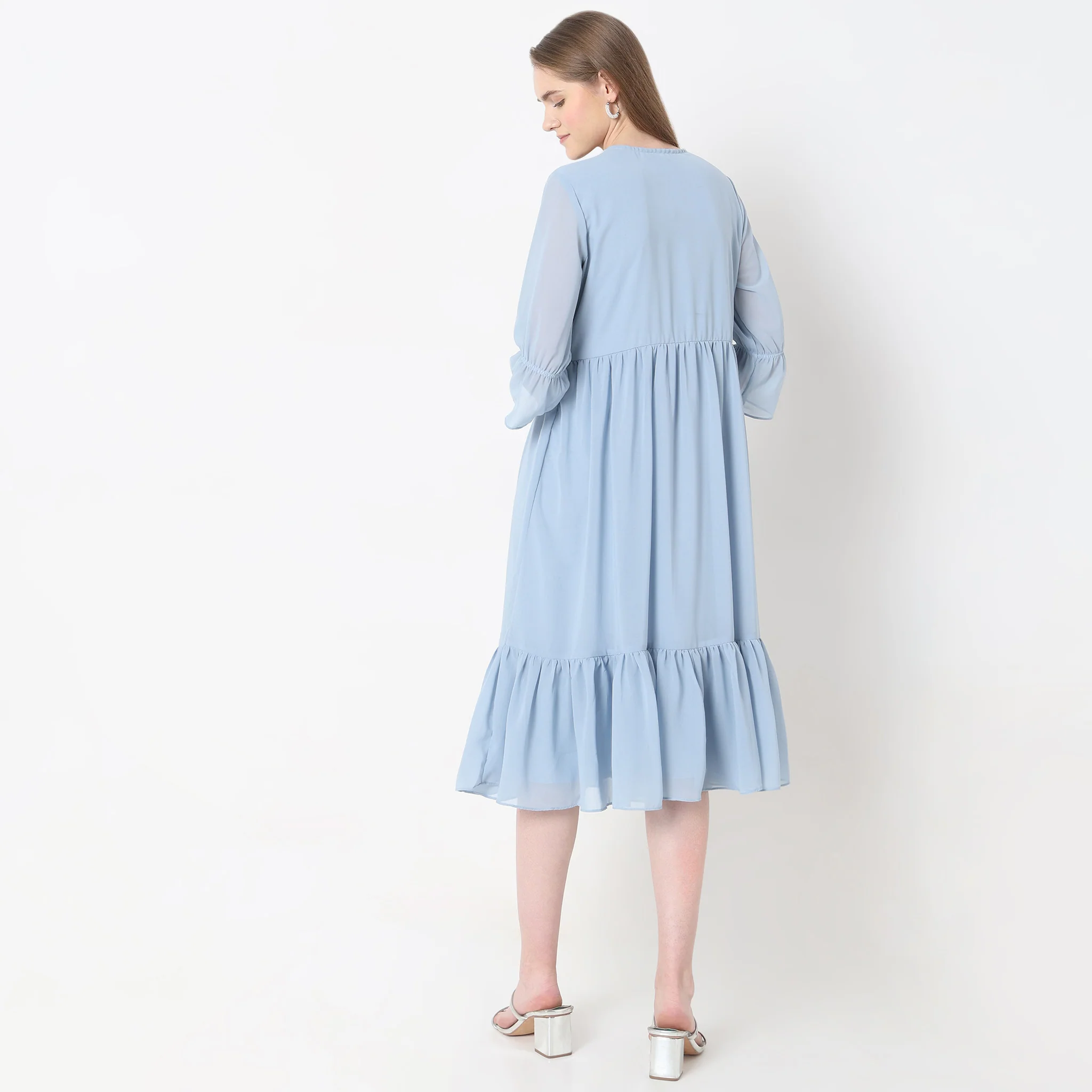 Flare Fit Embroidered Dress - Image 3