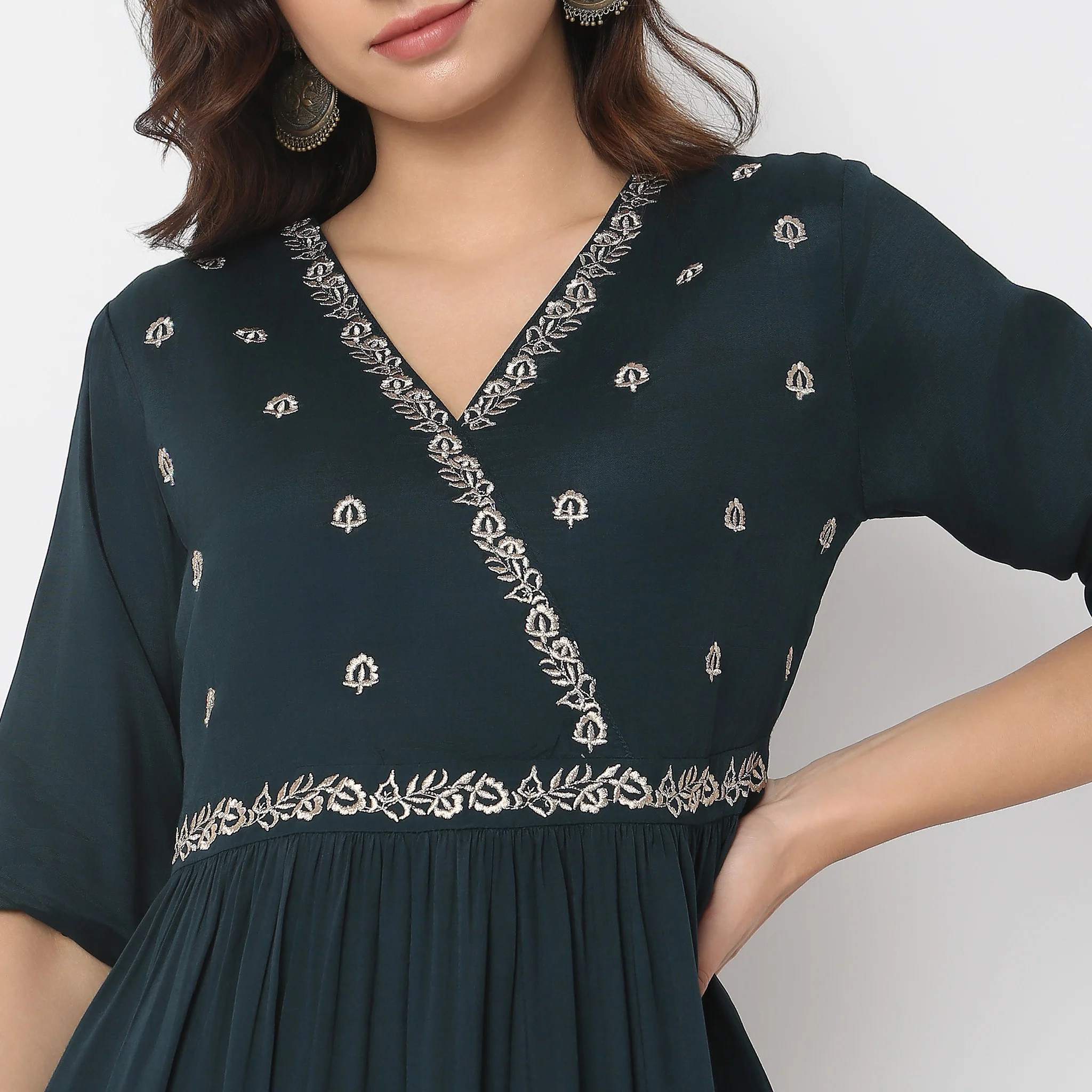 Flare Fit Embroidered Dress - Image 4