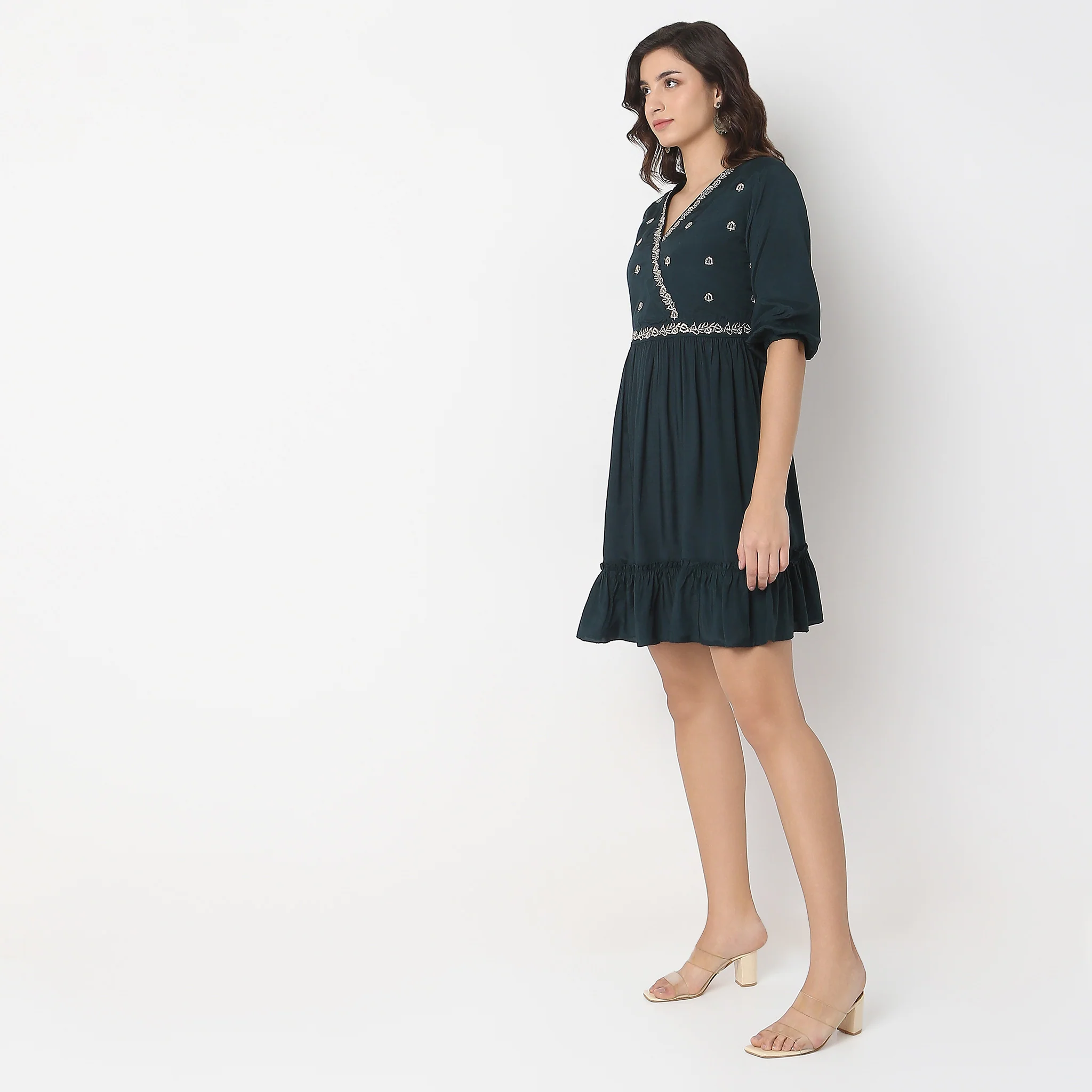 Flare Fit Embroidered Dress - Image 5