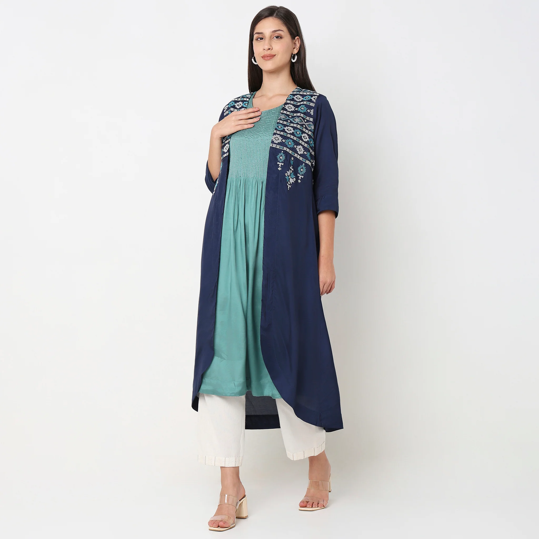 Flare Fit Embroidered Jacket - Image 5
