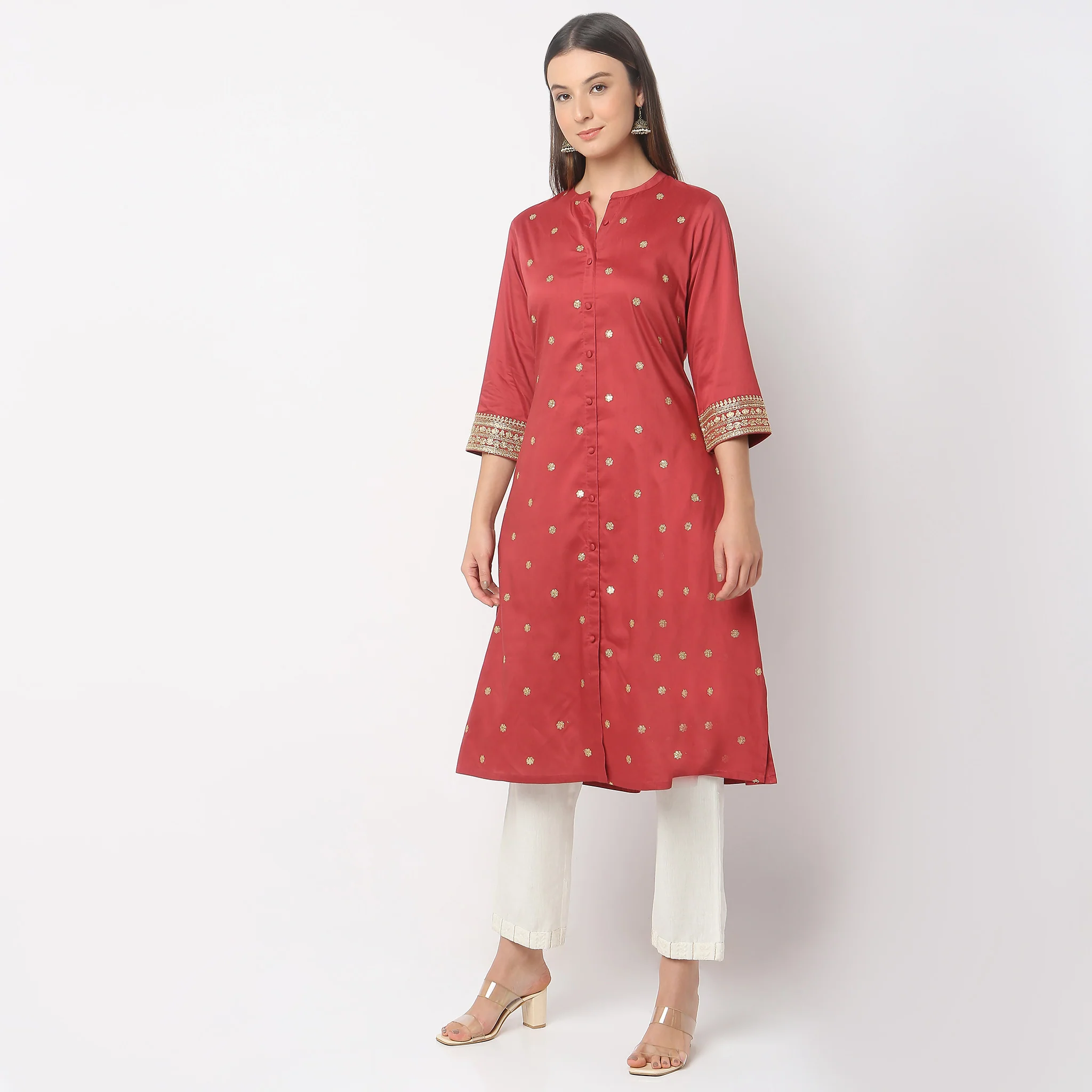 Flare Fit Embroidered Kurta - Image 5