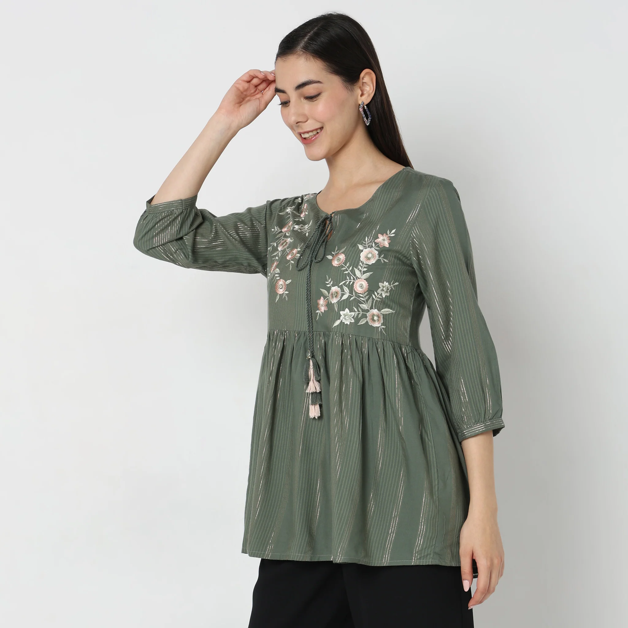 Flare Fit Embroidered Top - Image 5
