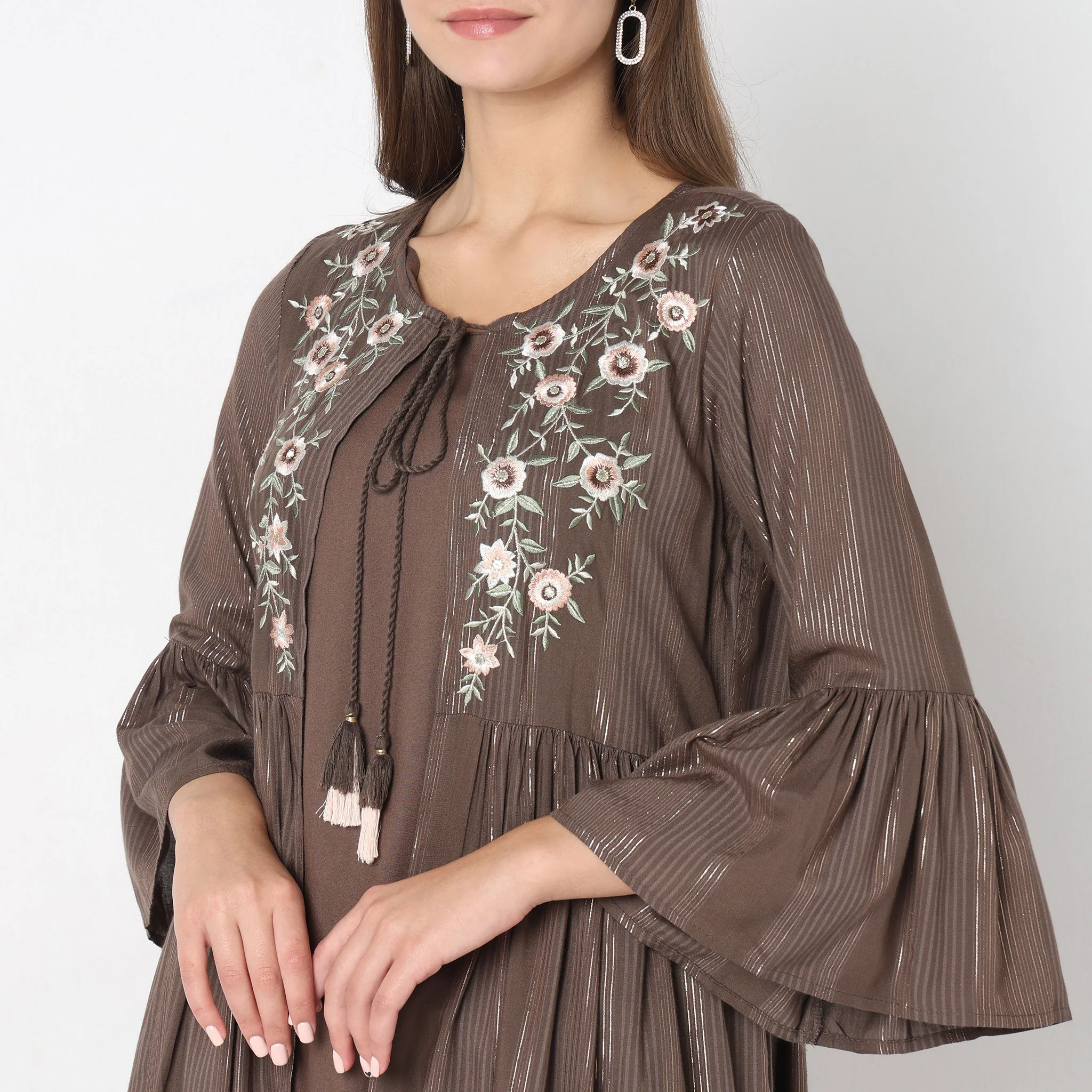 Flare Fit Embroidered Dress - Image 4