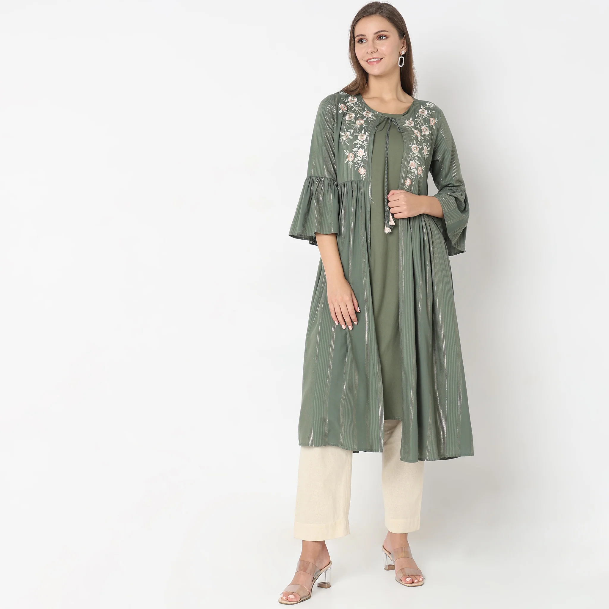 Flare Fit Embroidered Dress - Image 7
