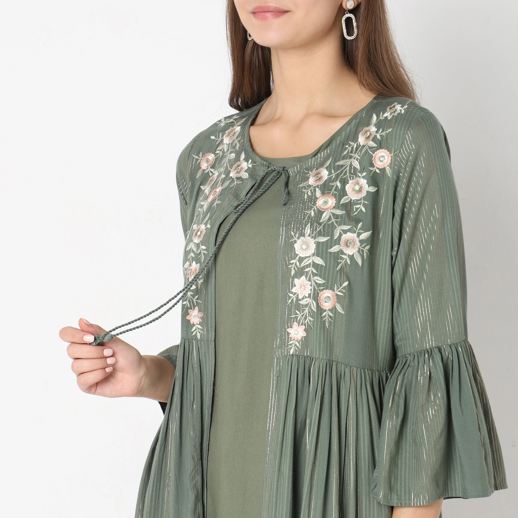 Flare Fit Embroidered Dress - Image 9