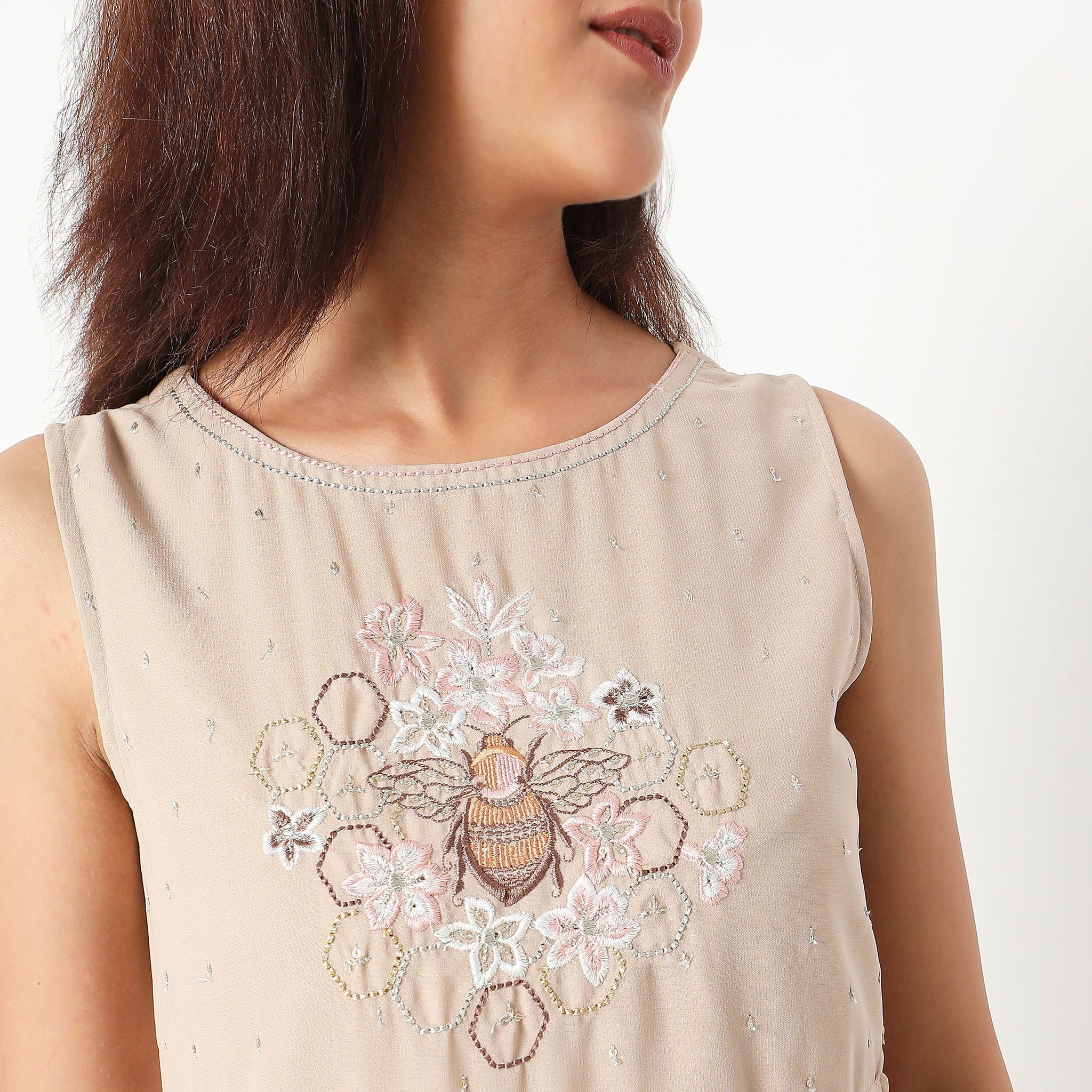 Flare Fit Embroidered Dress - Image 4