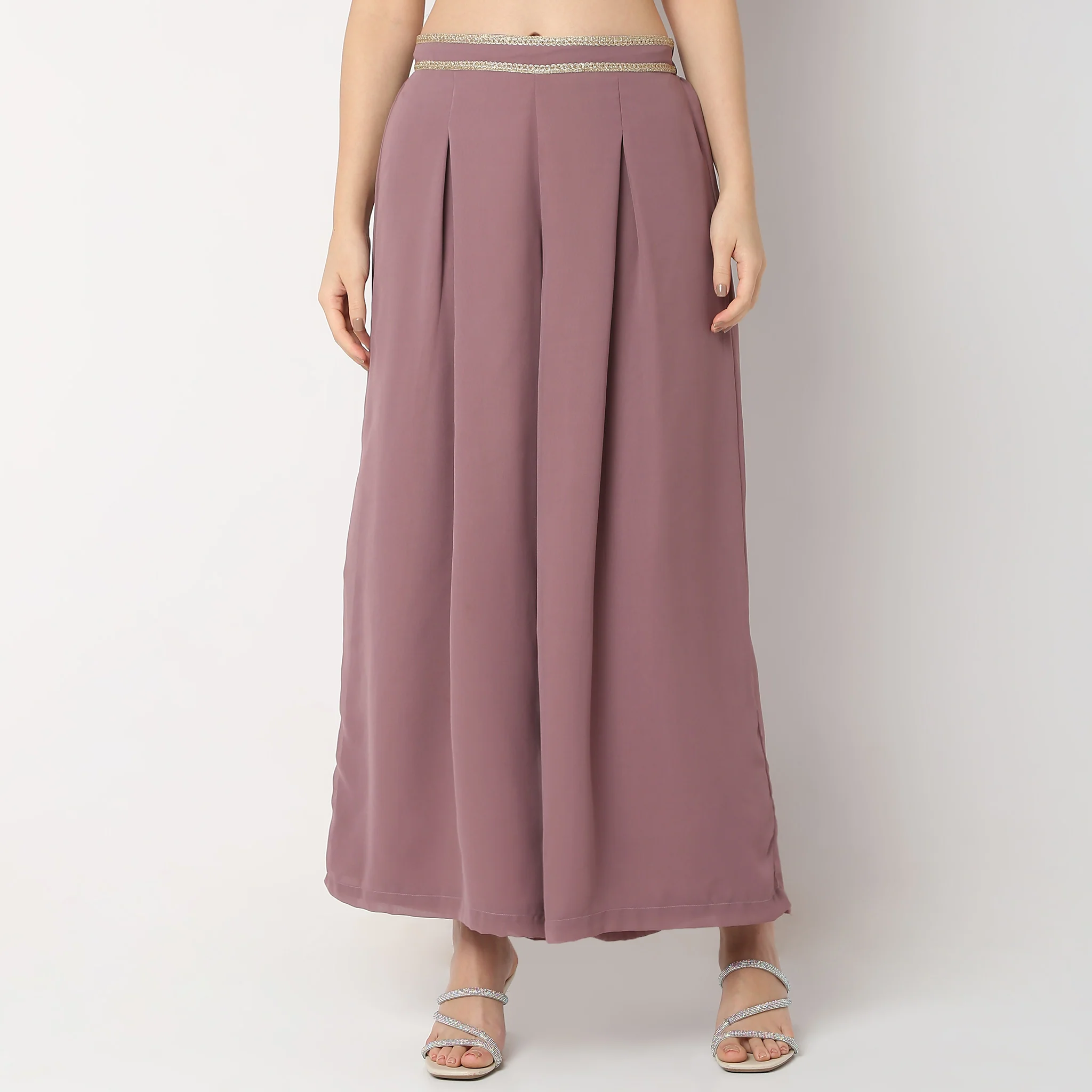 Flare Fit Embroidered Top With Palazzo & With Shrug Set - Image 6