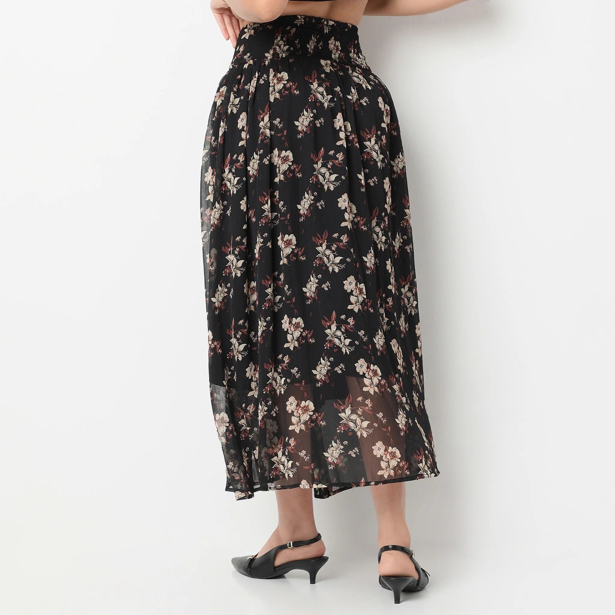 Ankle Length Flare Fit Floral Printed Skirt - Image 3