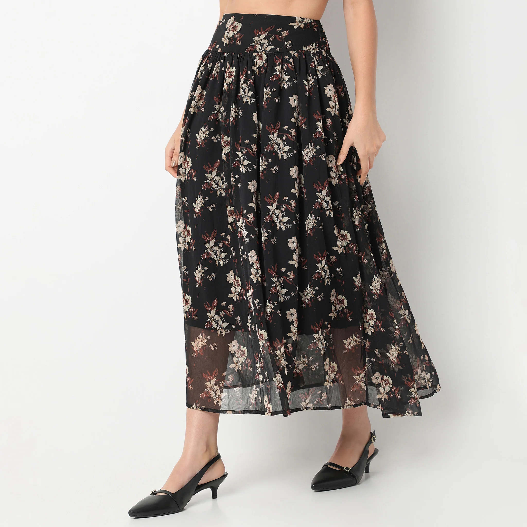 Ankle Length Flare Fit Floral Printed Skirt - Image 5
