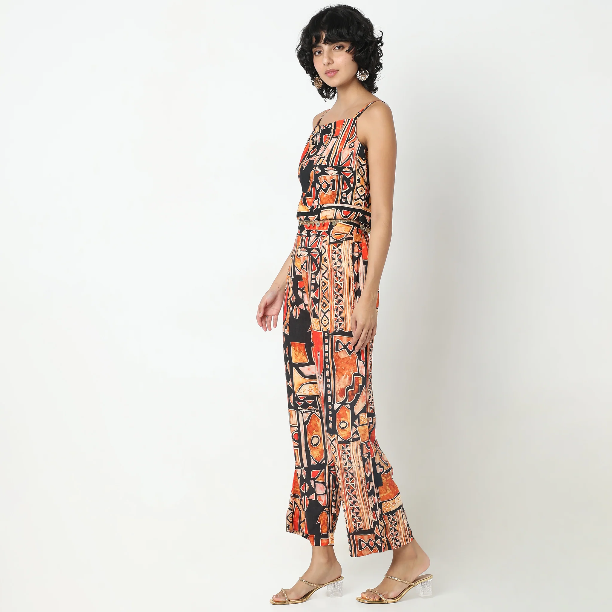 Flare Fit Printed Crop Top With Pant Co-Ords - Image 5
