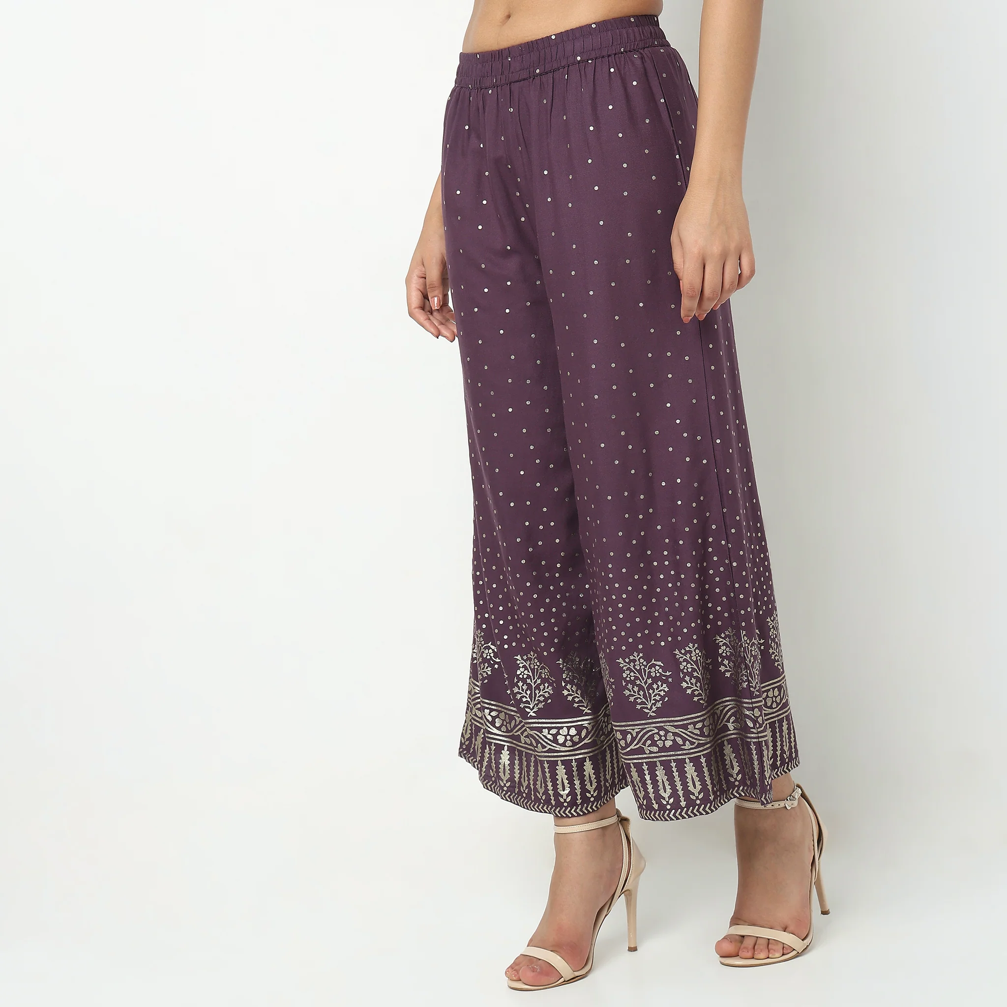 Flare Fit Printed High Rise Ethnic Palazzos - Image 5