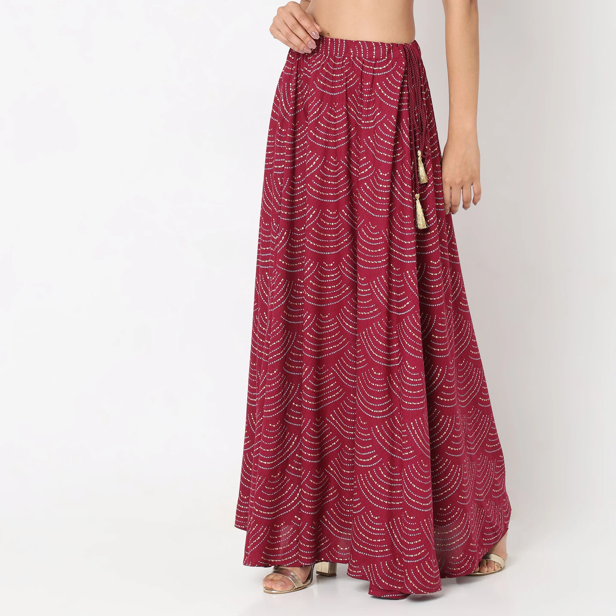 Flare Fit Printed High Rise Skirt - Image 5