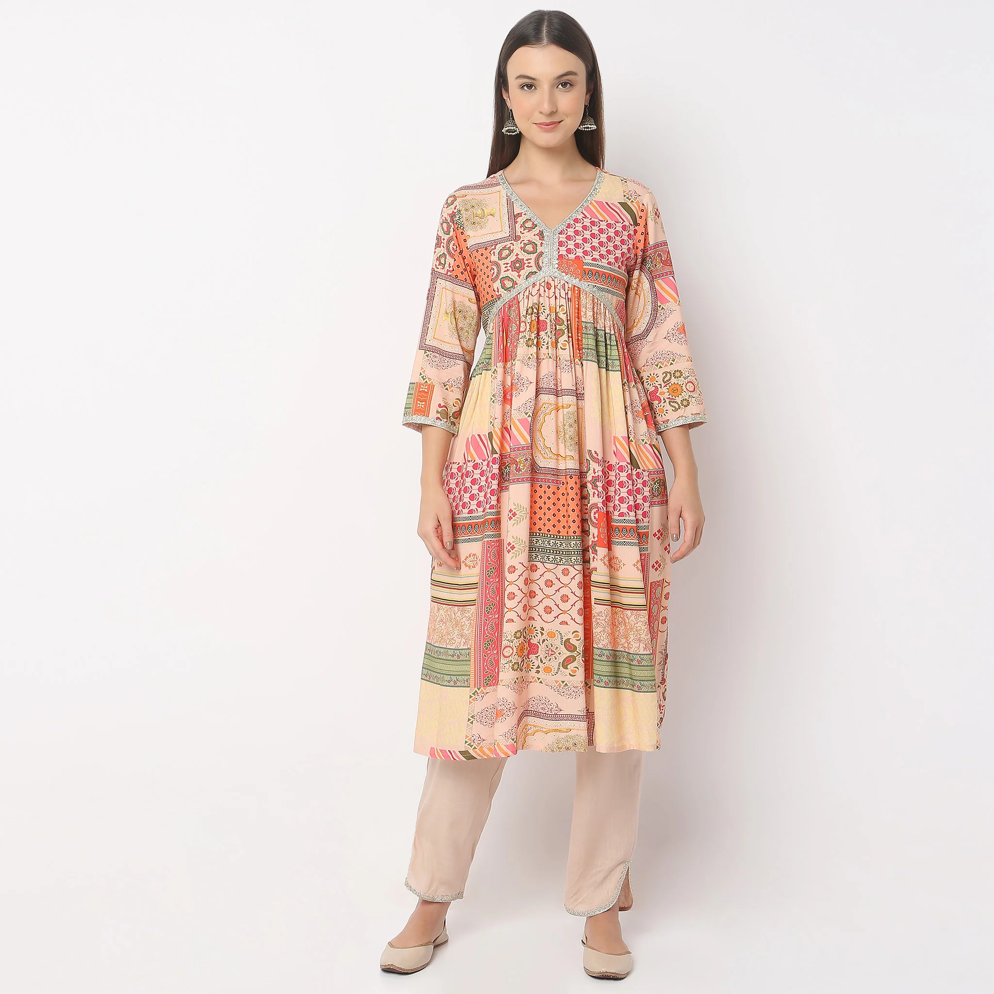 Flare Fit Printed Kurta - Image 2
