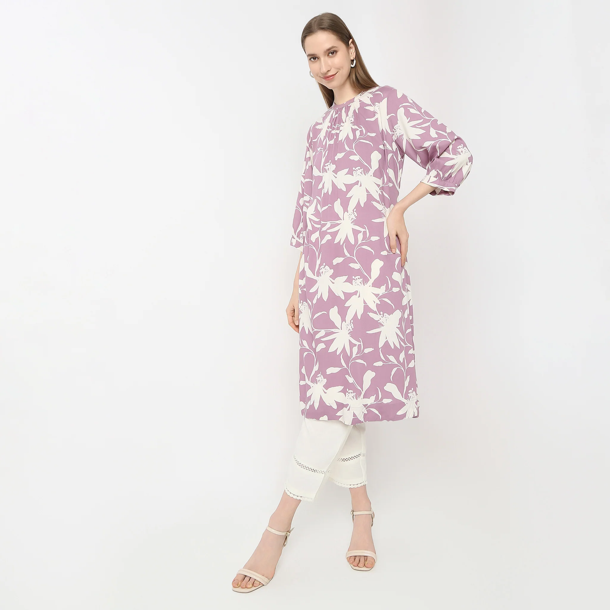 Flare Fit Printed Below Knee Kurta