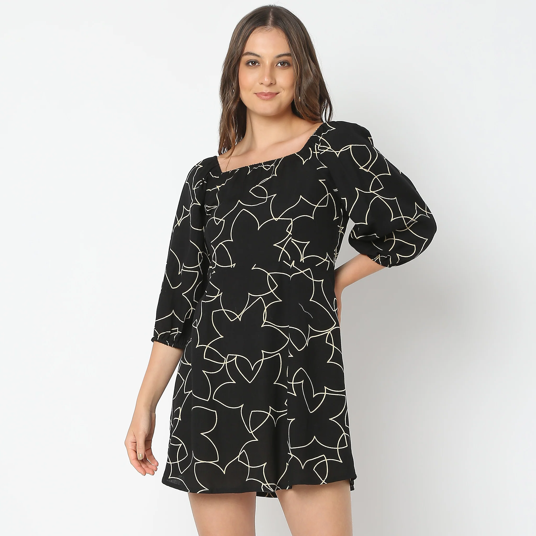 Flare Fit Printed Dress - Image 2