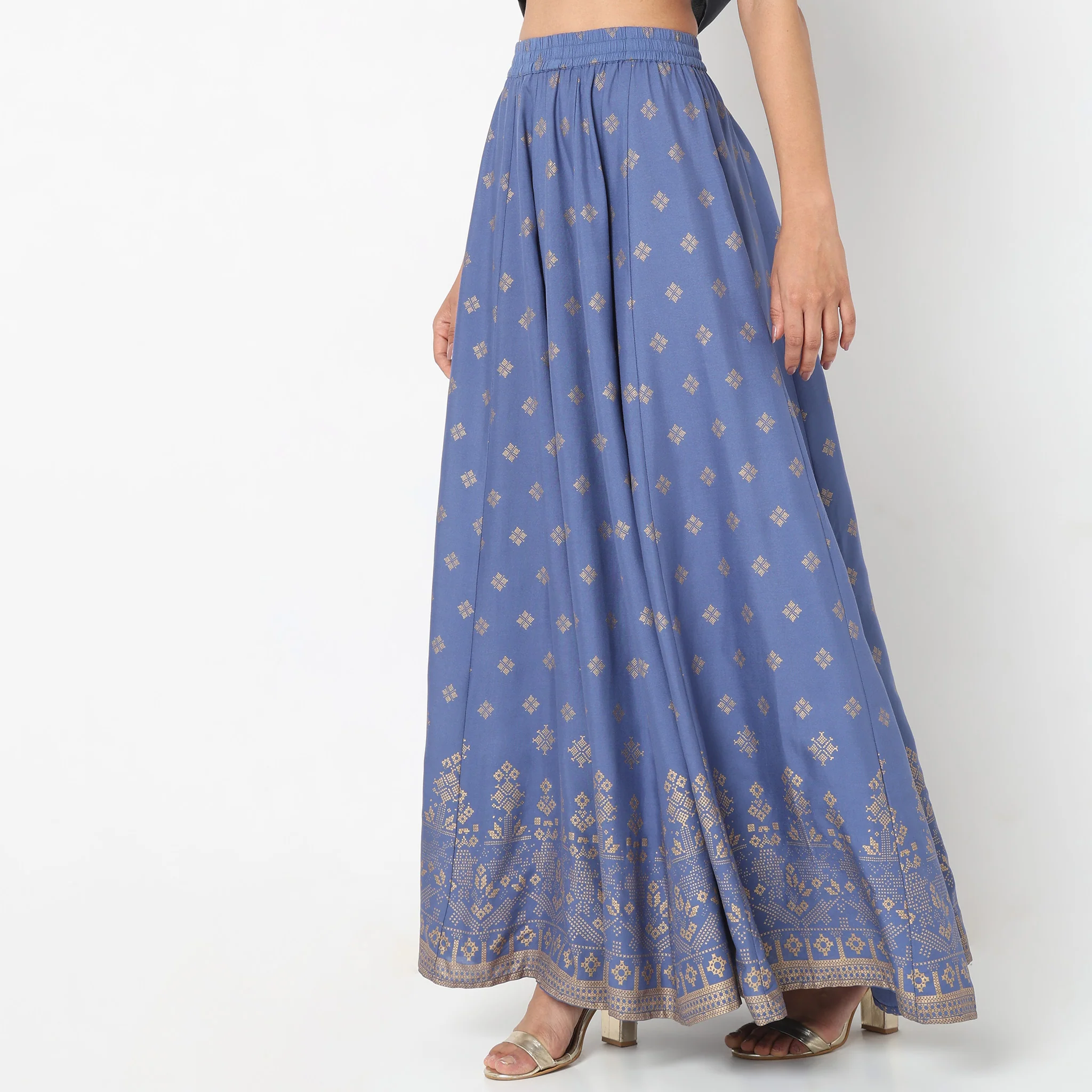 Flare Fit Printed Mid Rise Skirt - Image 5