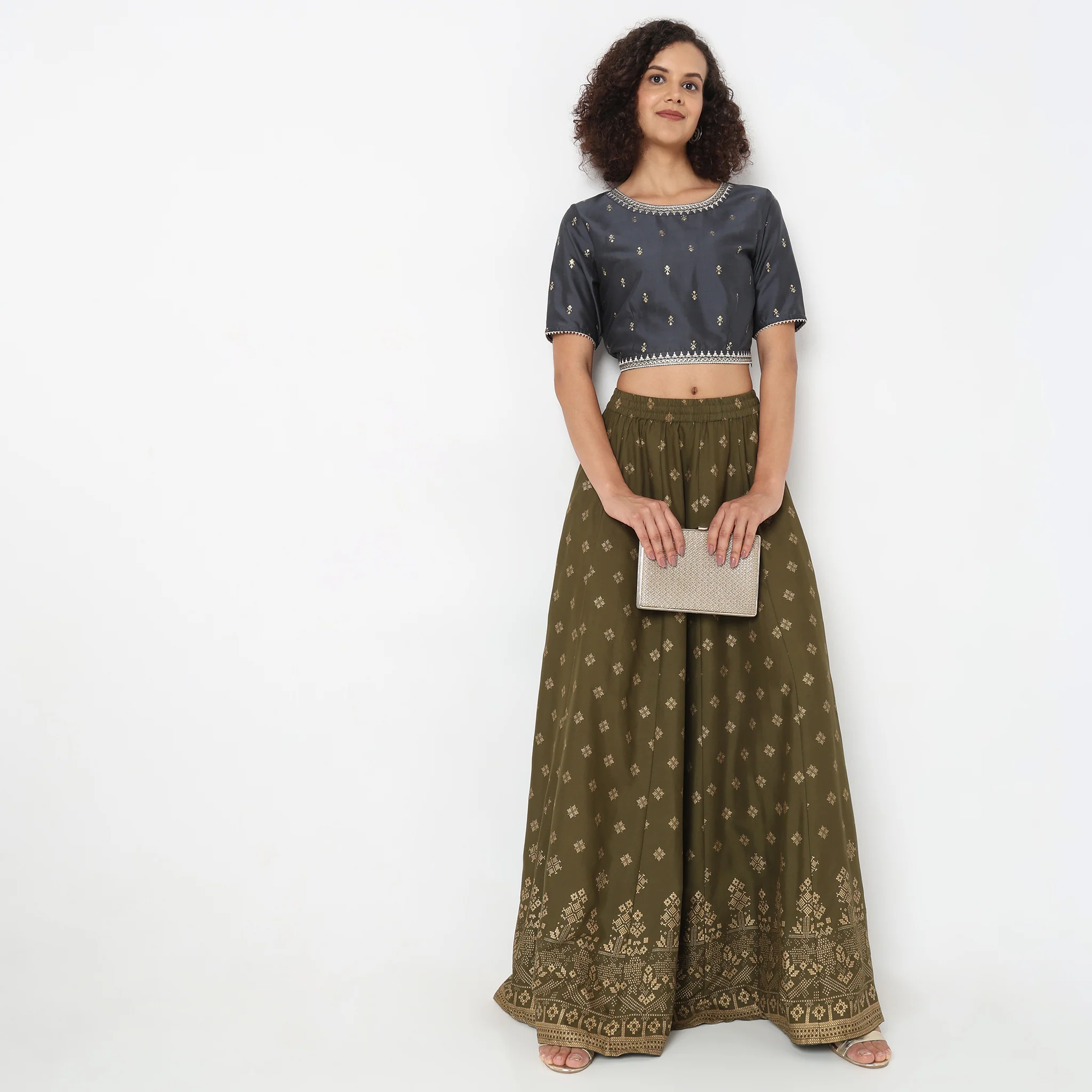 Flare Fit Printed Mid Rise Skirt - Image 6