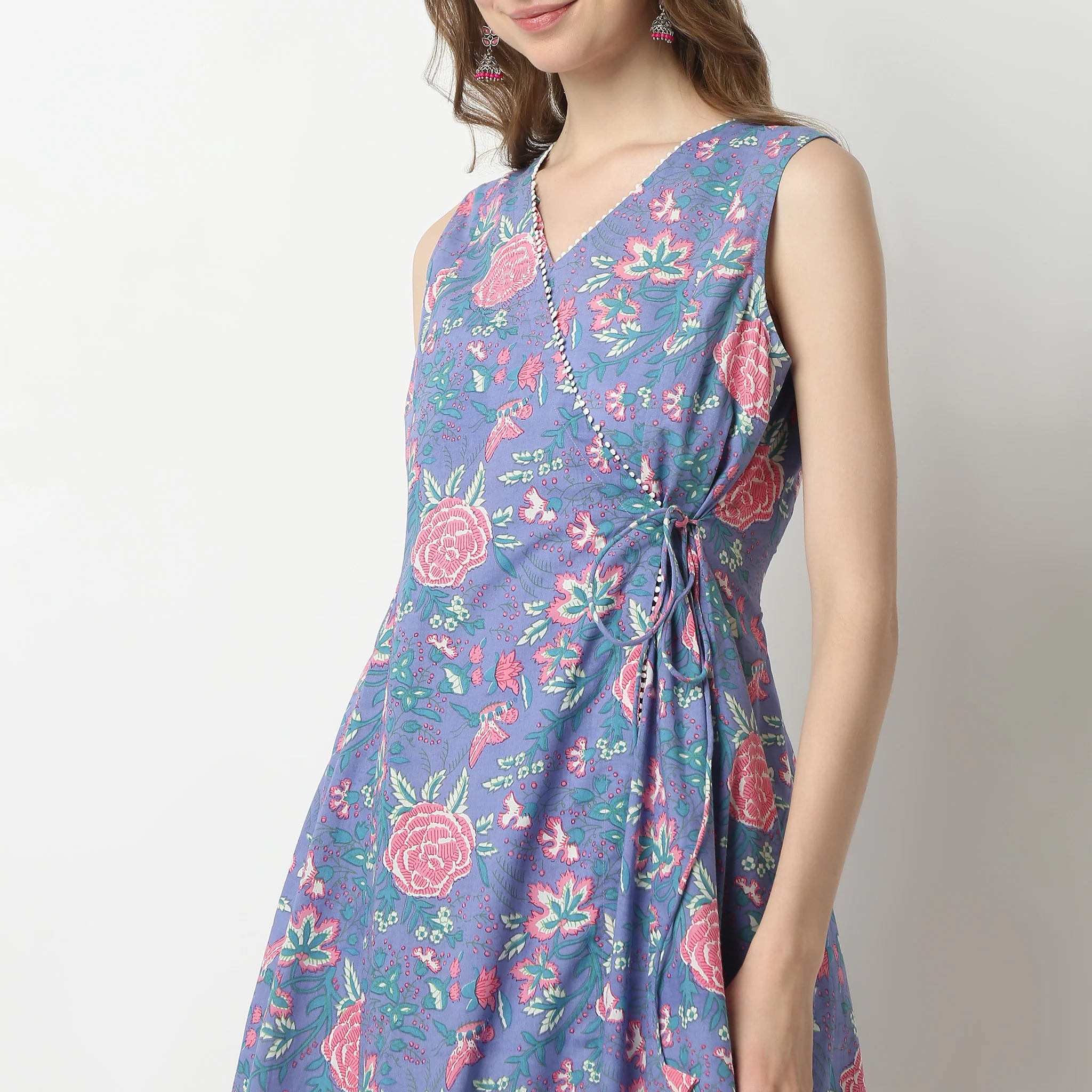Flare Fit Printed Sleeveless V-Neck Flared Jaipur Essence Flared Below Knee Kurta - Image 5