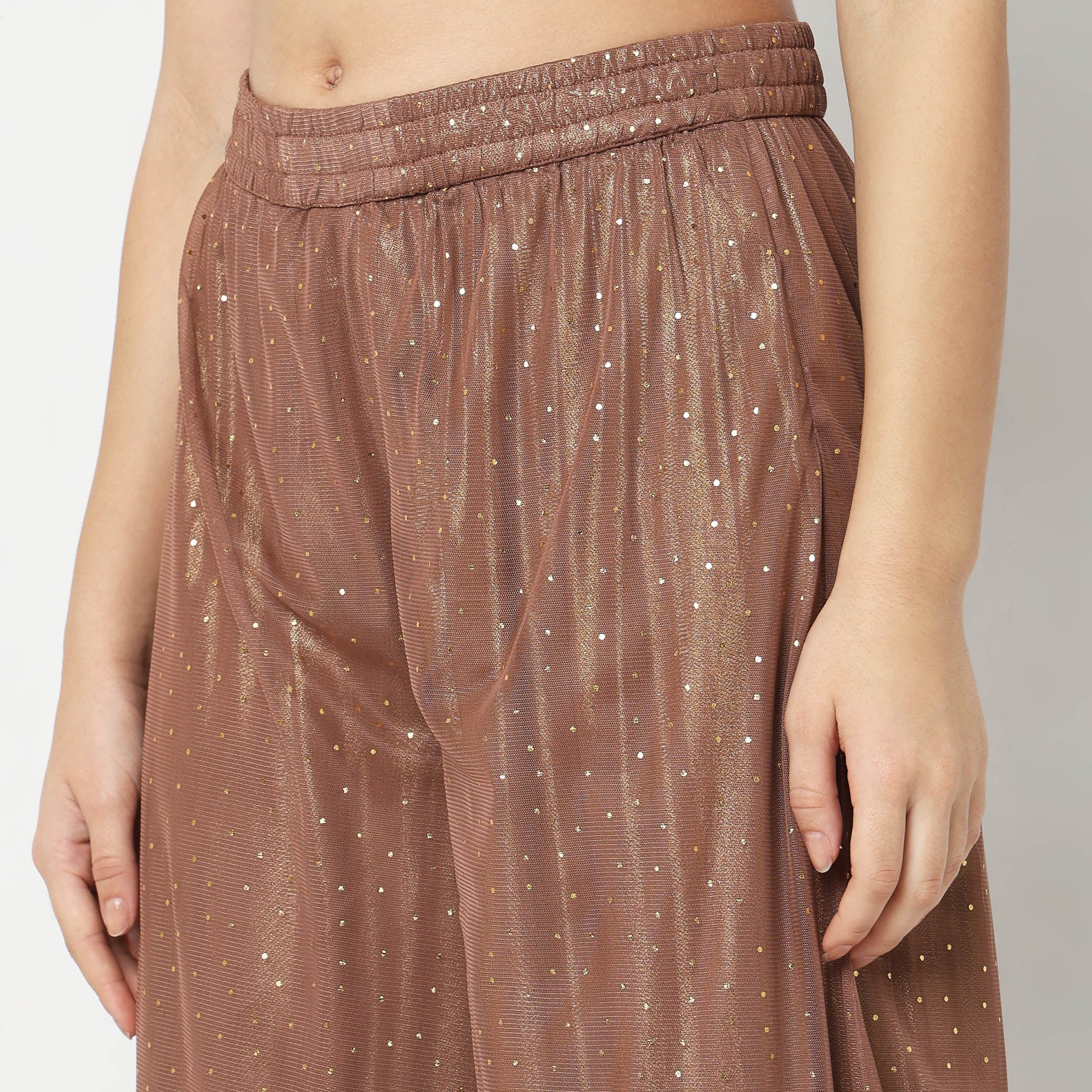 Flare Fit Solid High Rise Palazzos - Image 4