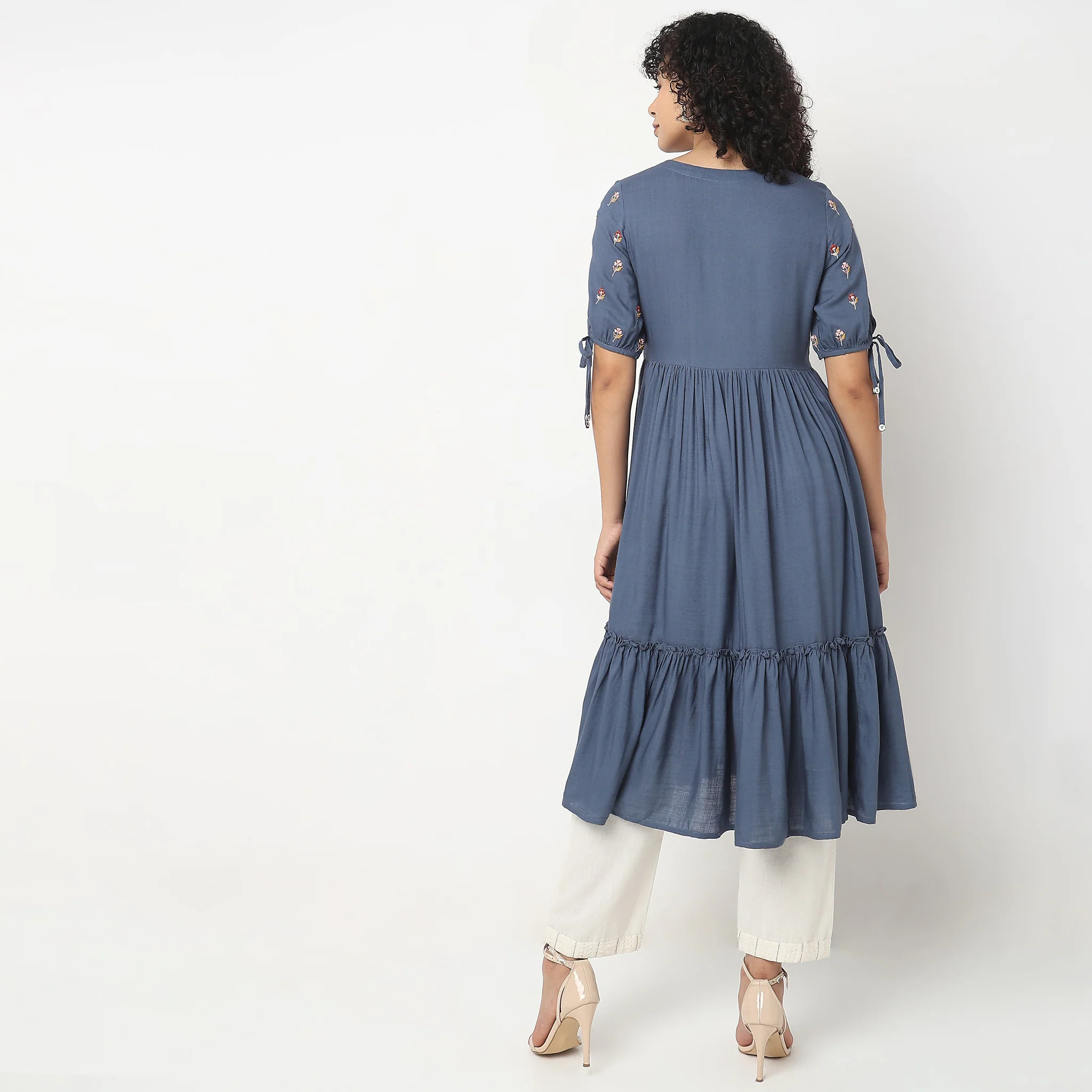 Flare Fit Solid Kurta - Image 3