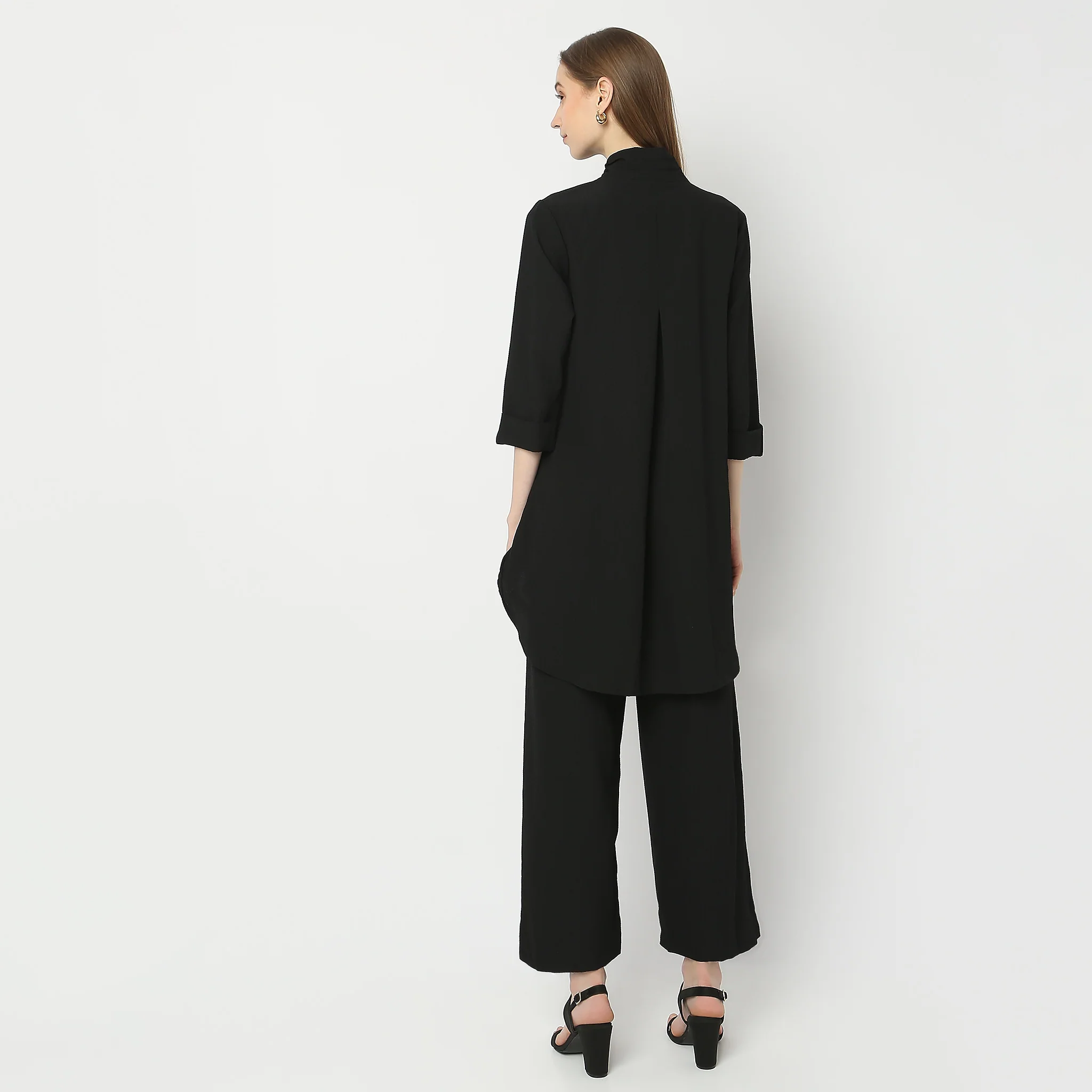 Flare Fit Solid Kurta With Pant Set - Image 3