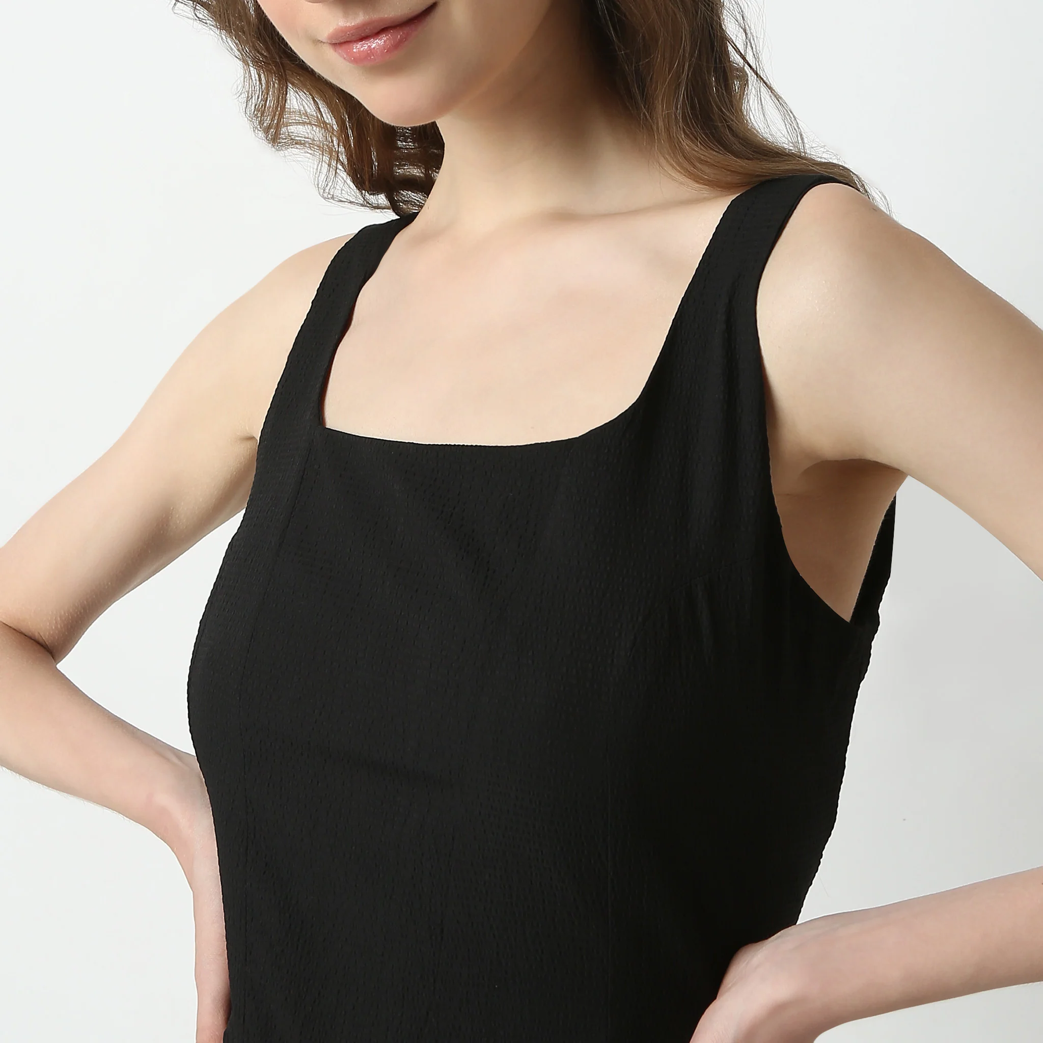 Flare Fit Strap Shoulder Scoop Neck Above Knee Betty Dress - Image 5