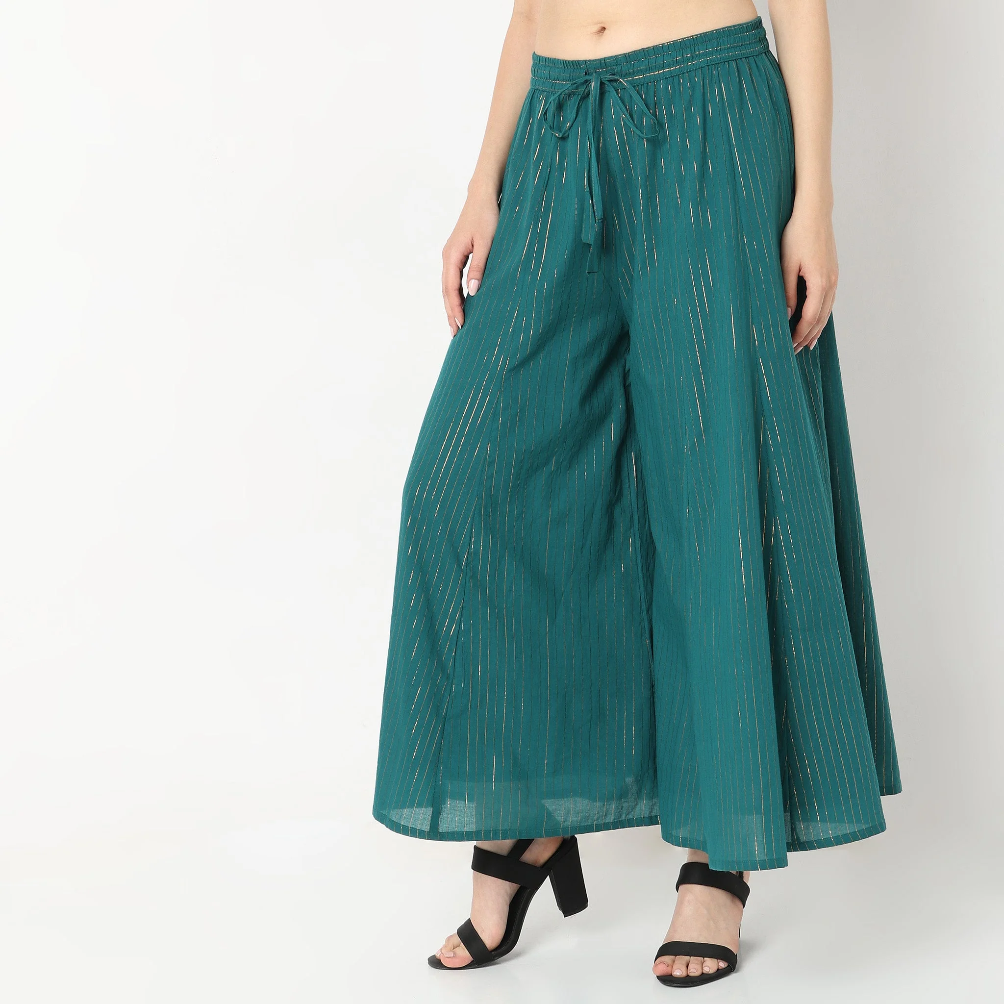 Flare Fit Striped High Rise Palazzos - Image 19