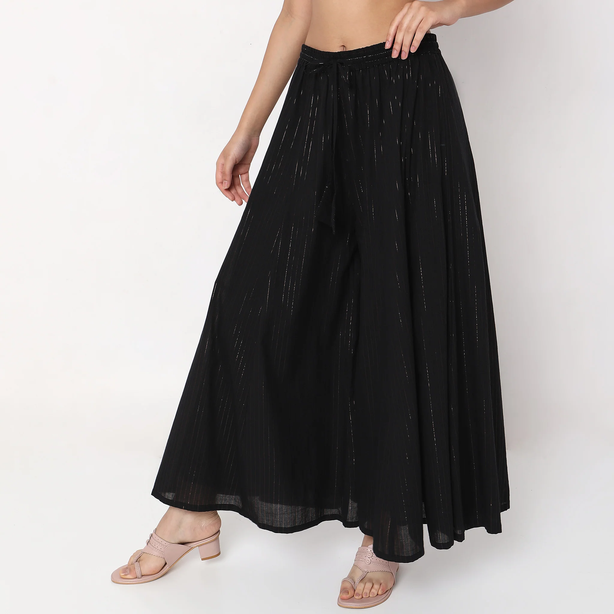 Flare Fit Striped High Rise Palazzos - Image 5