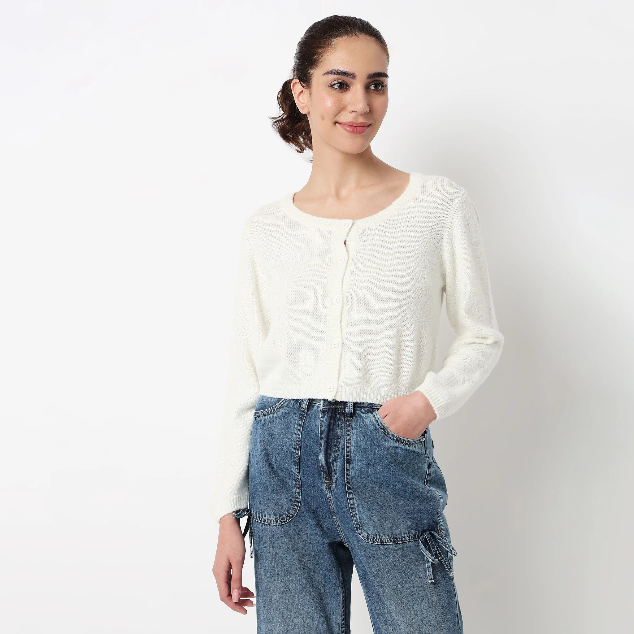Flat Knit Cardigan Tops - Image 2