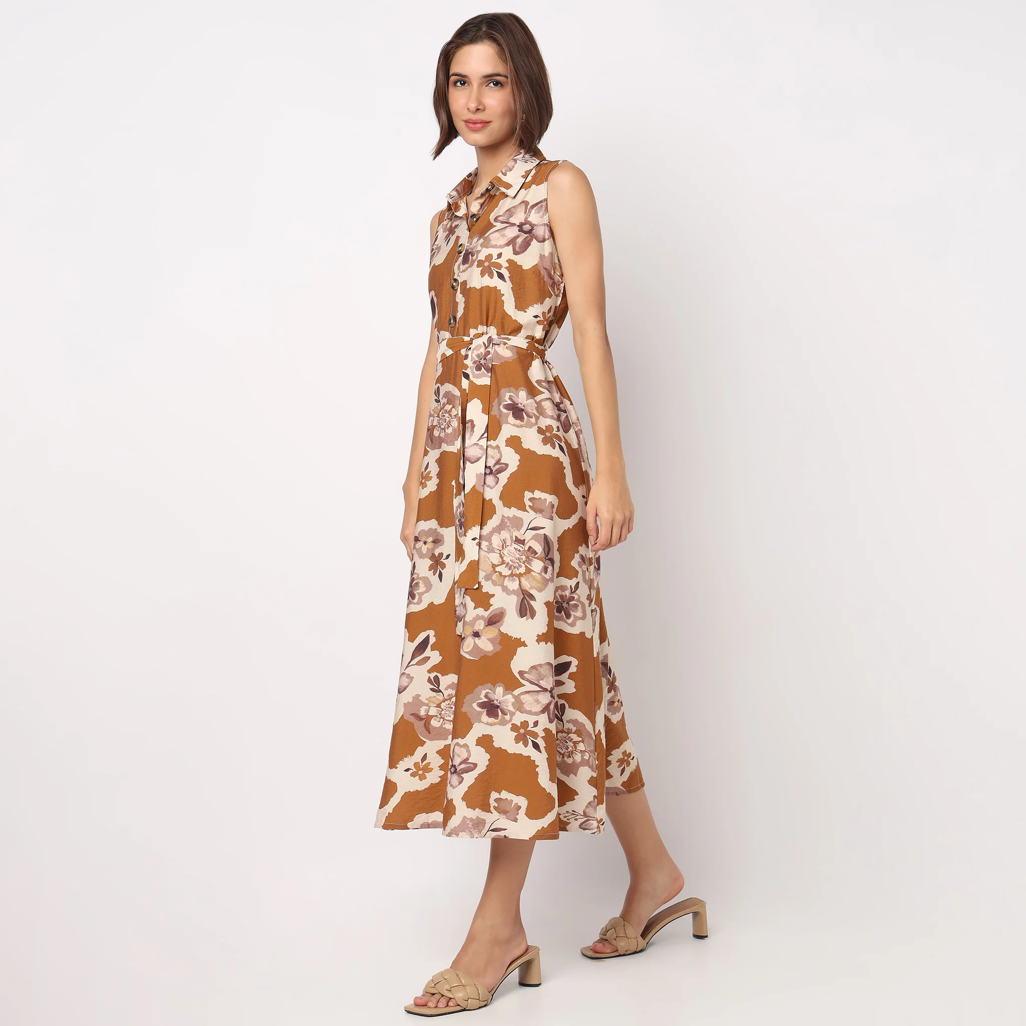 Floral Collar Sleeveless Dress - Image 5