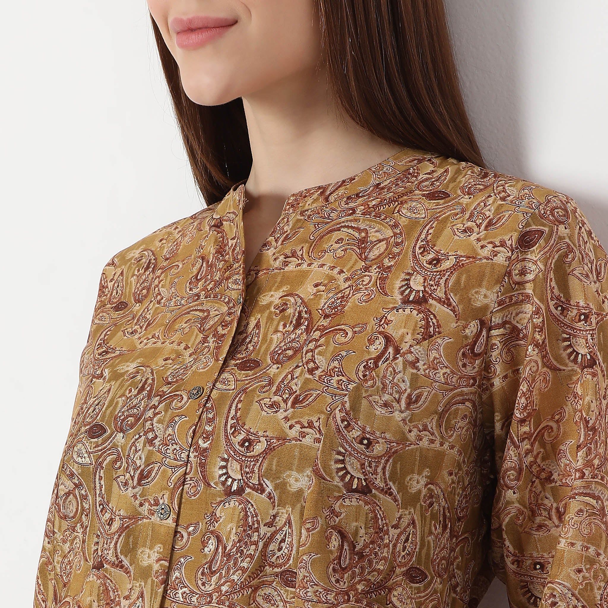 Floral Print Calf Length A-Line Kurta With Pant Set - Image 4
