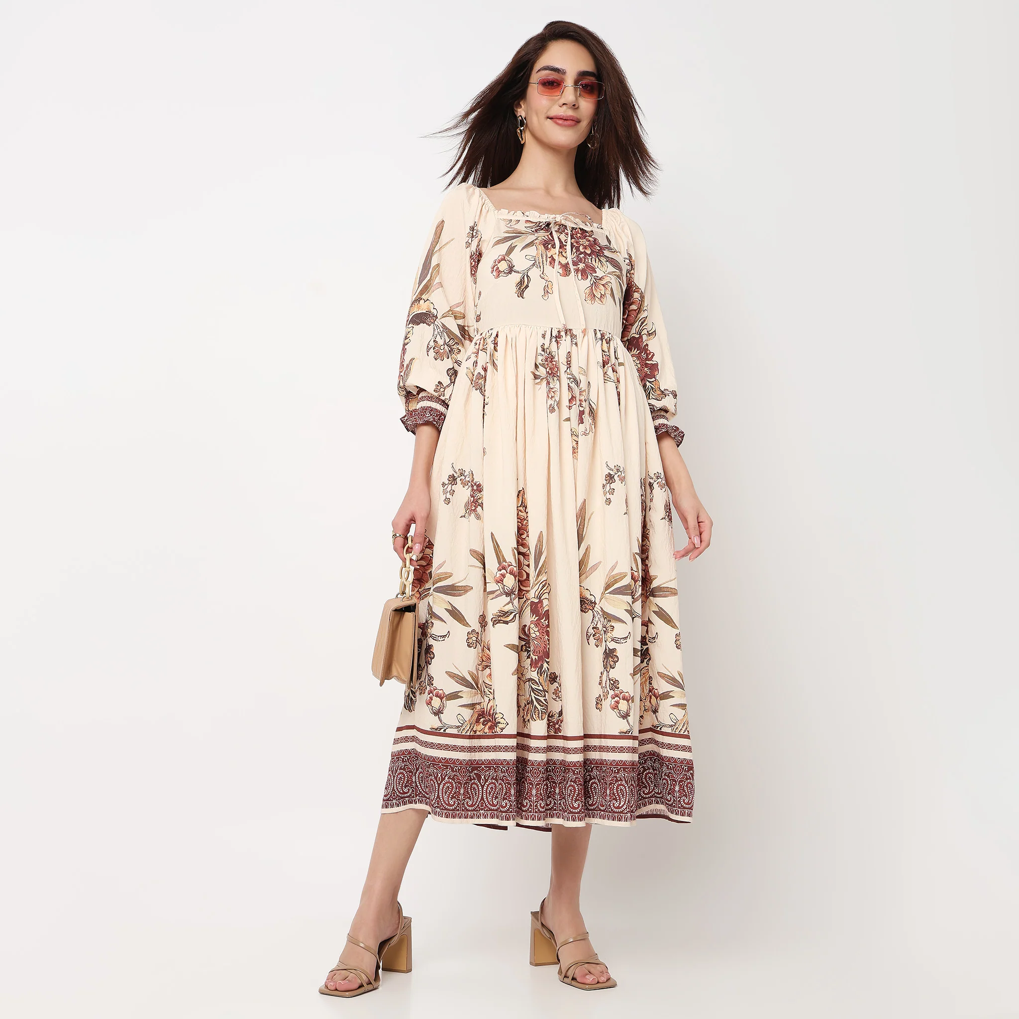 Floral Square Neck Dress