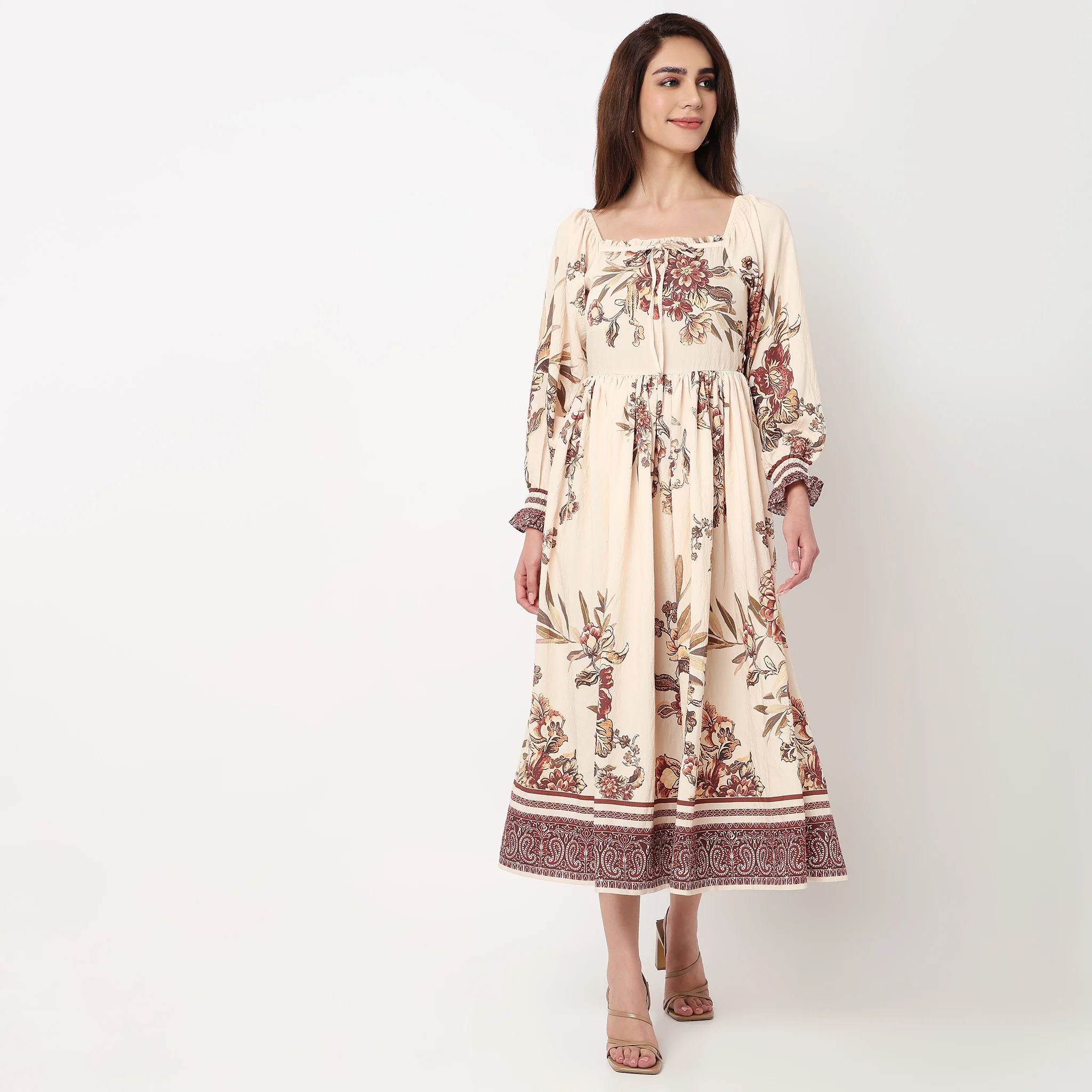 Floral Square Neck Dress - Image 2
