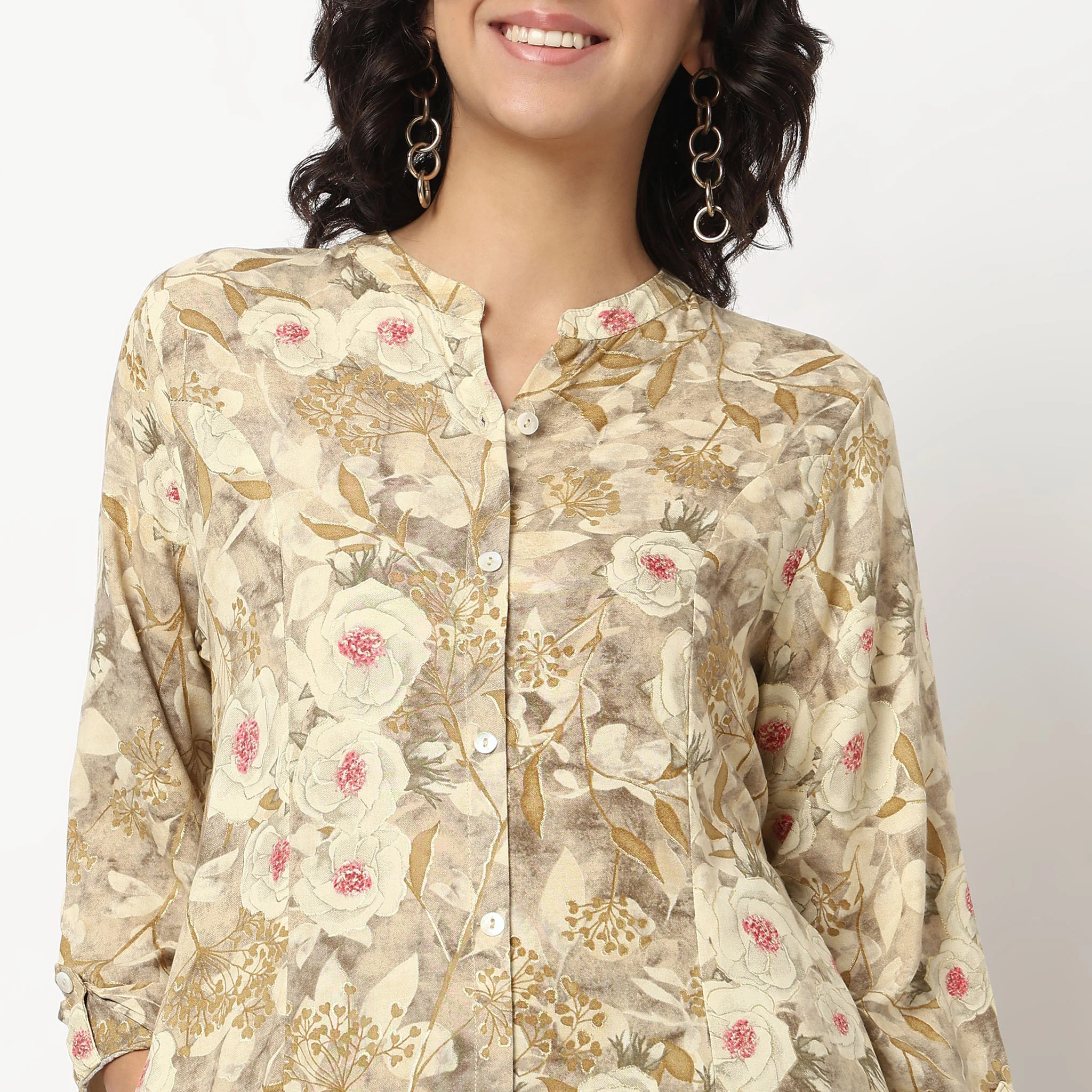 Foil Print Princess Panel Kurta Set with Pants - Image 4