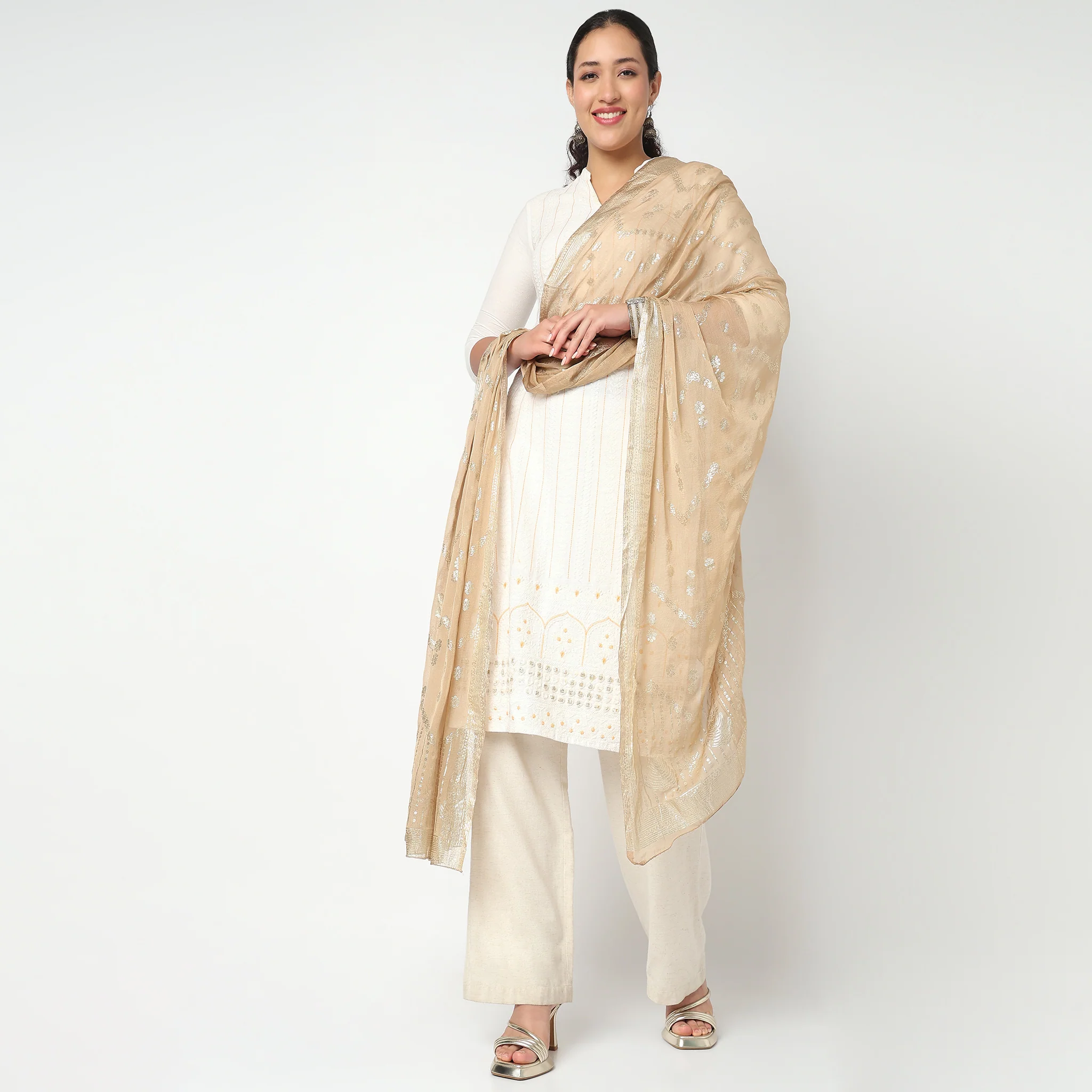 Foil Printed Chiffon Dupatta