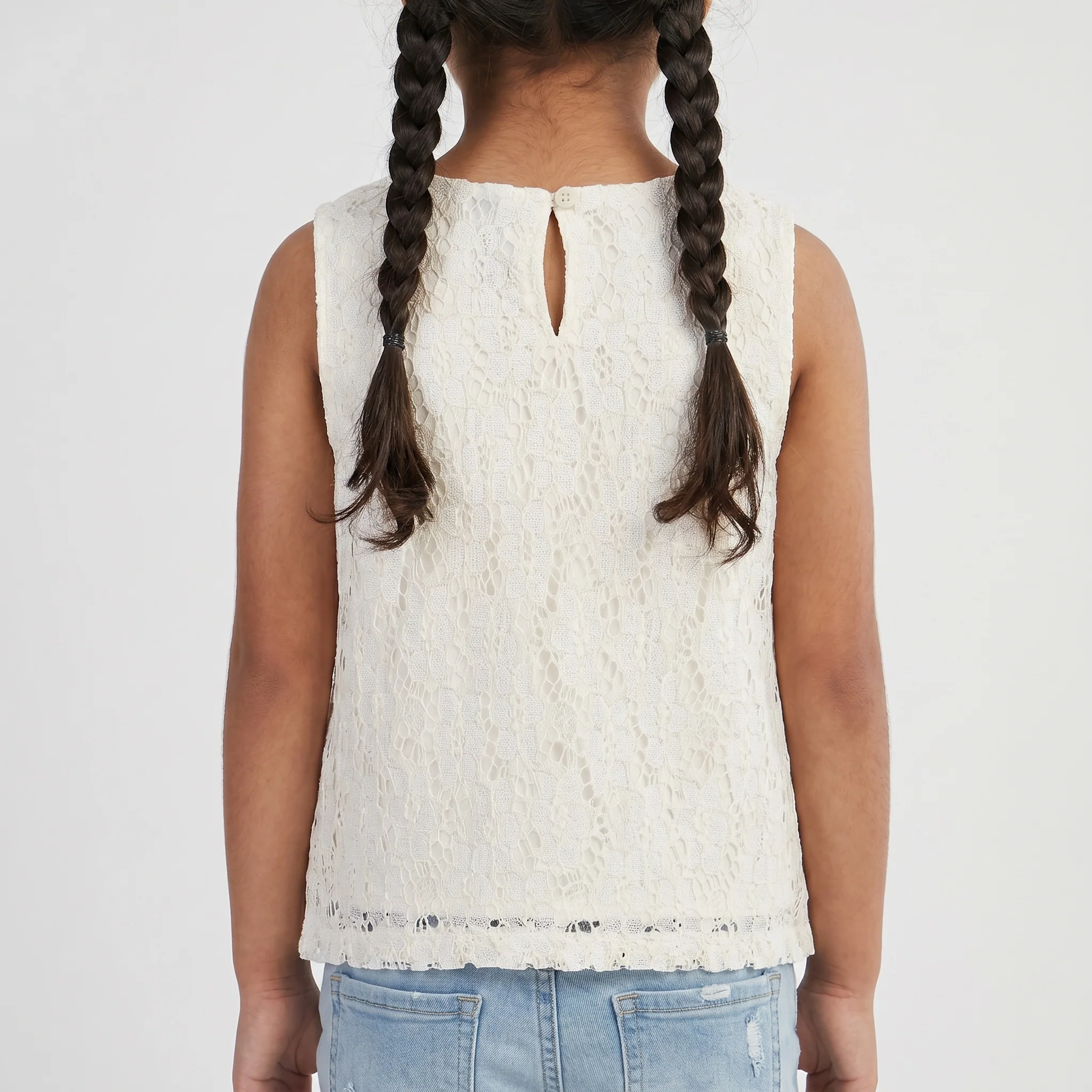 Girls Crew Neck Lace Top - Image 3