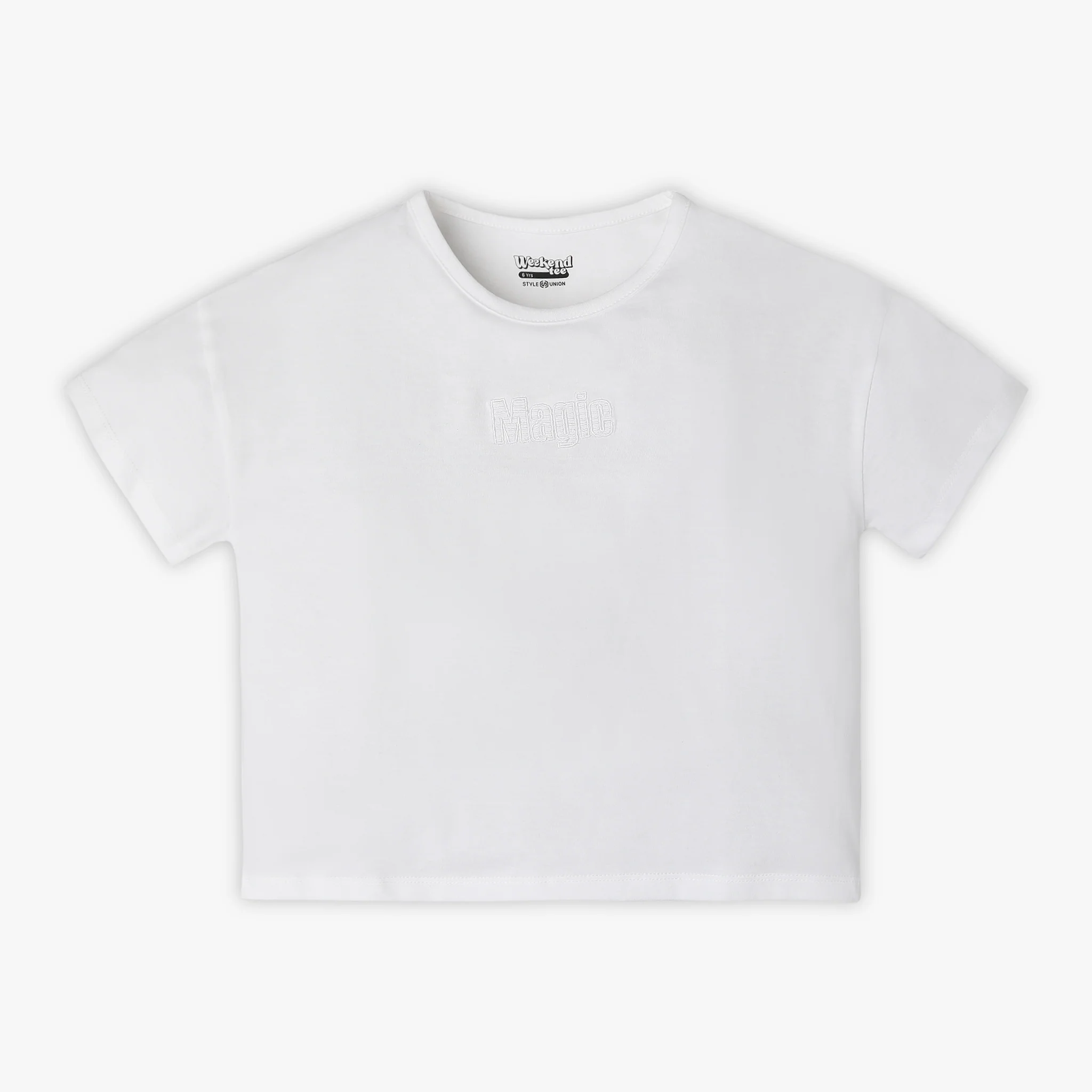 Girls Cotton Boxy Fit Crop T-Shirt