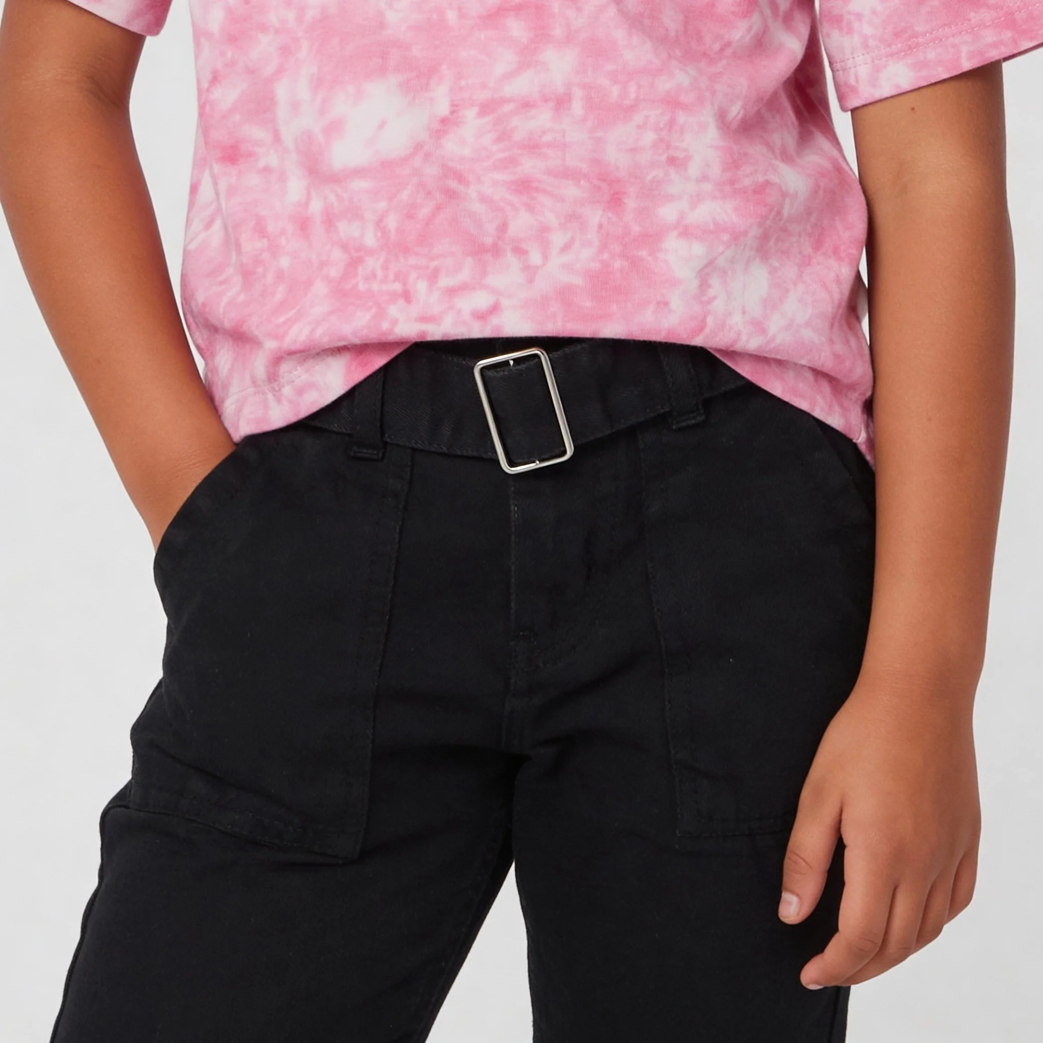 Girls Classy Wide Leg Cargos With Belt Highlighted - Image 4