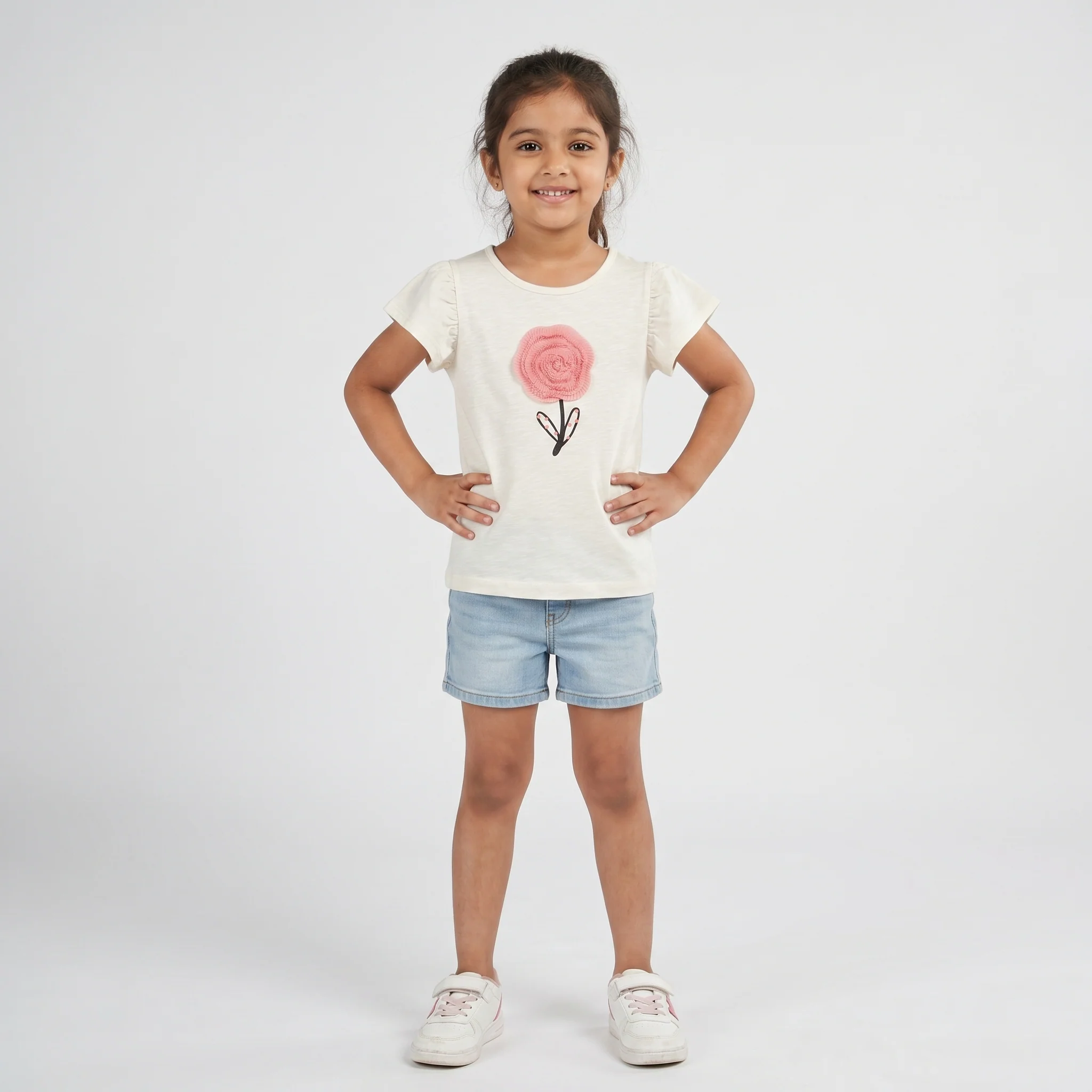 Girls Cotton Embellished T-Shirt