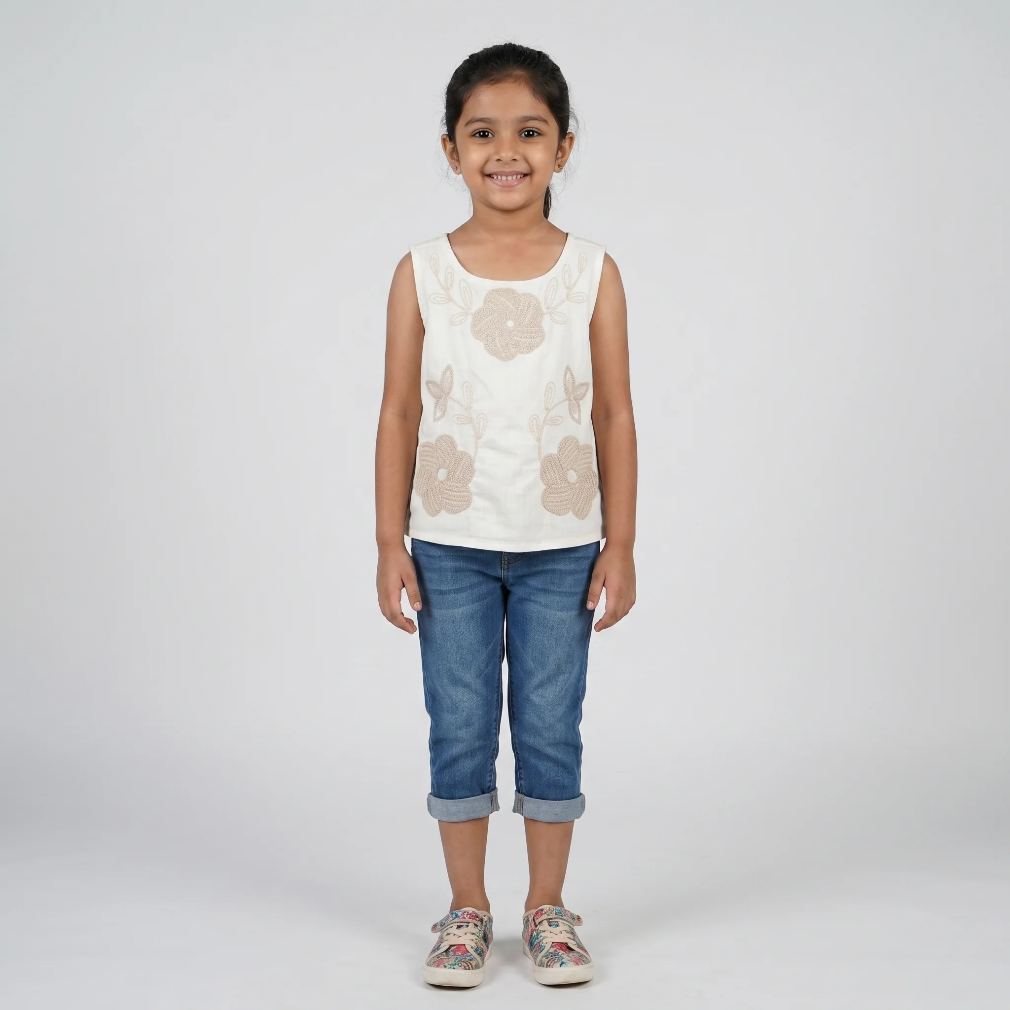 Girls Cotton Embroidered Boho Top