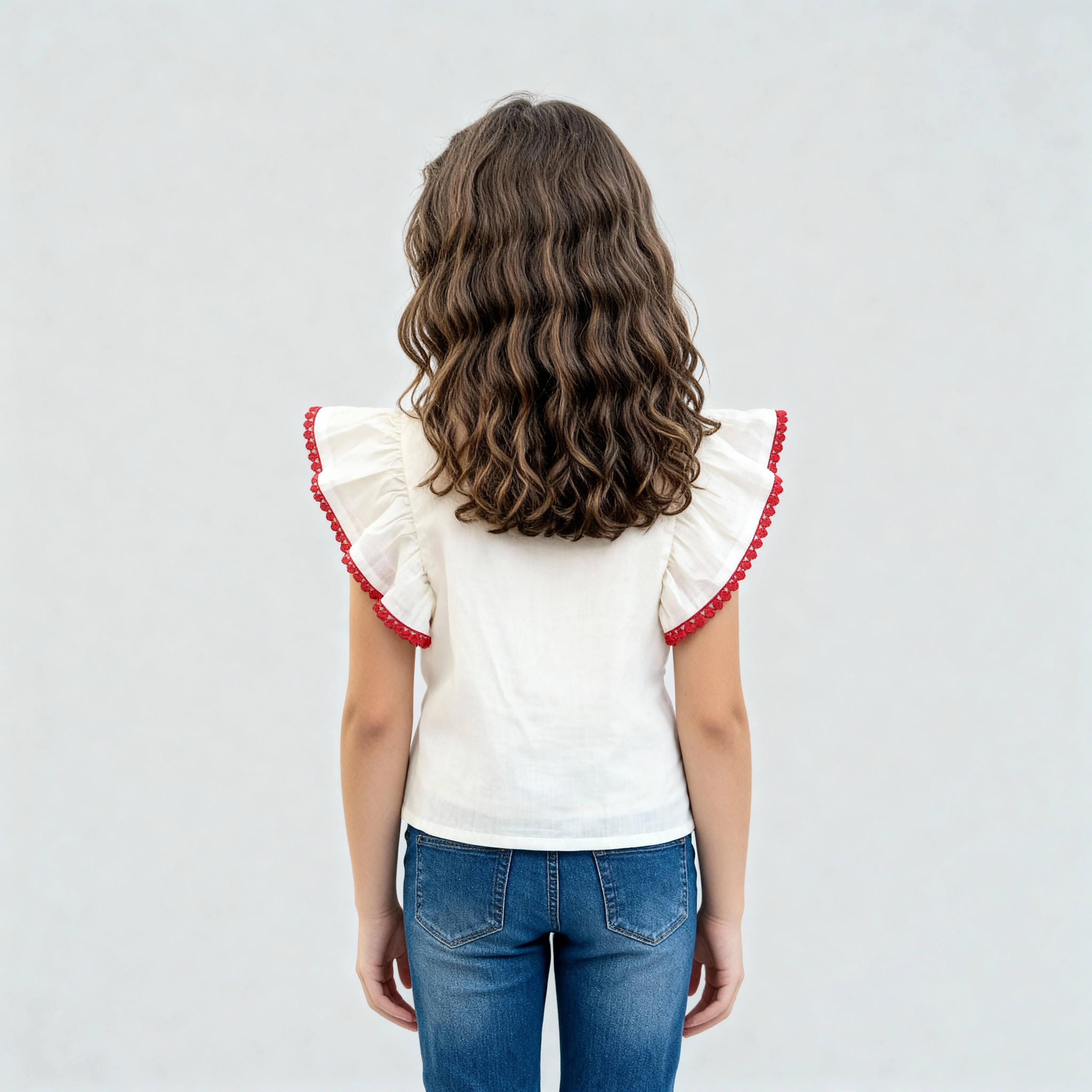 Girls Cotton Hi-Low Pleated Top - Image 3