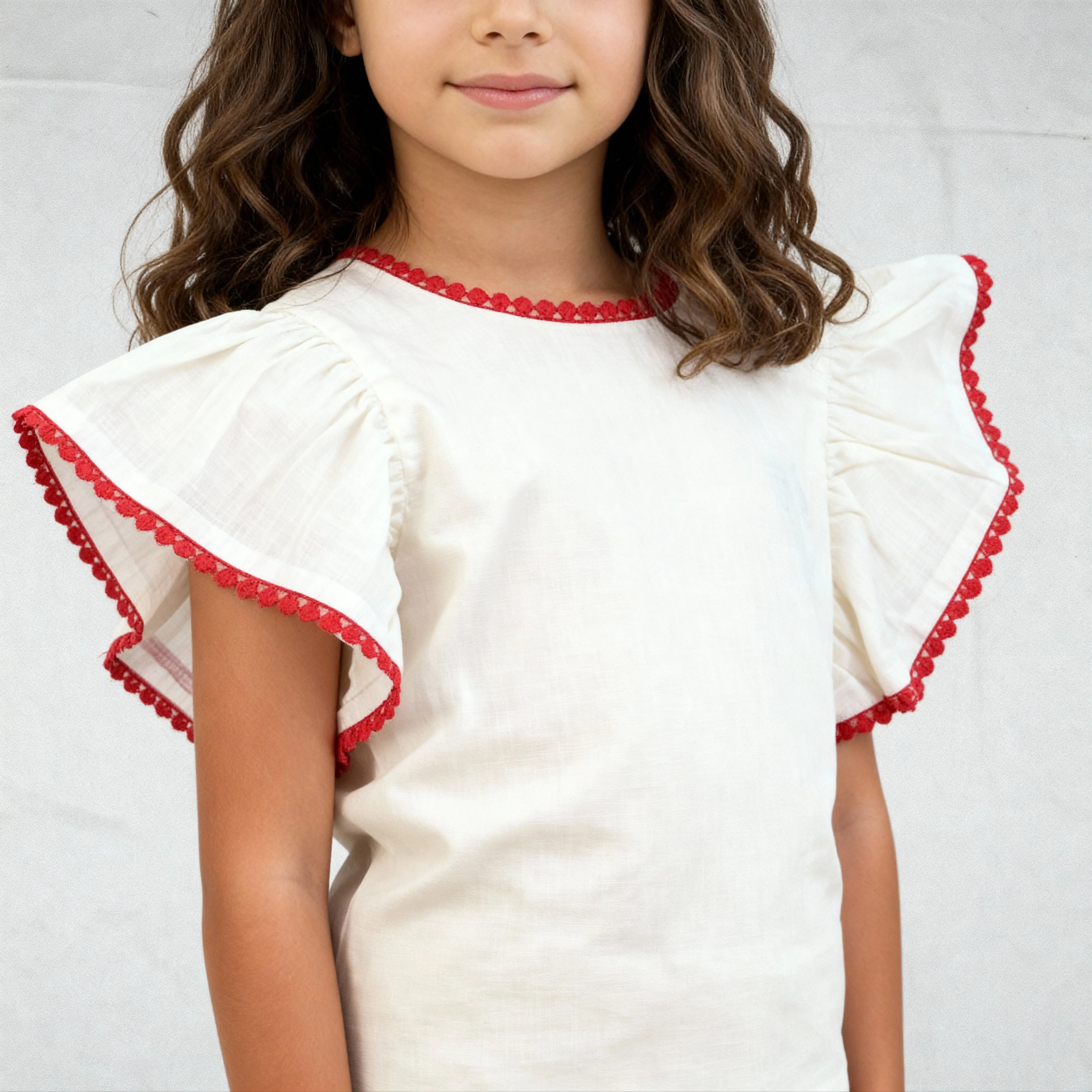 Girls Cotton Hi-Low Pleated Top - Image 4