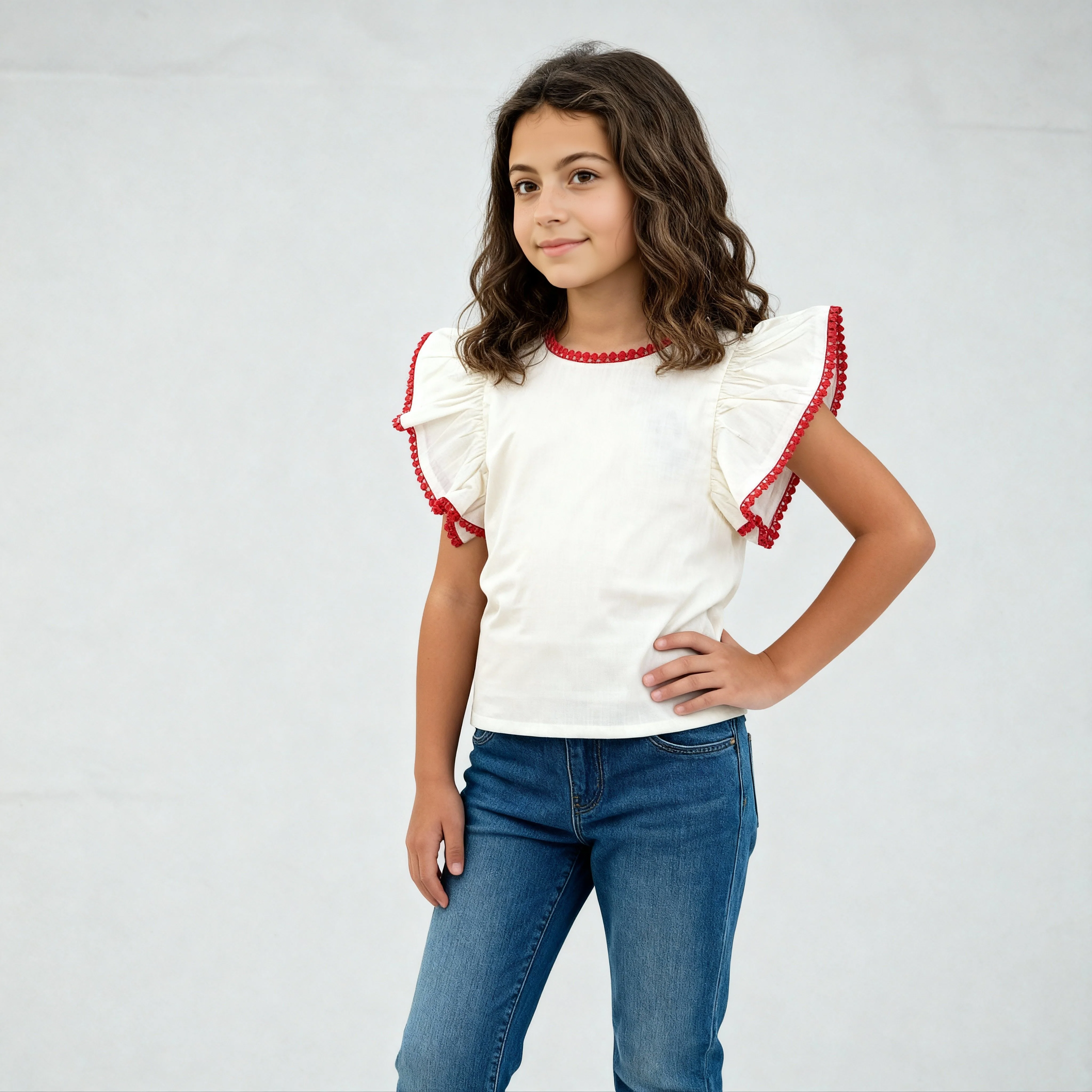 Girls Cotton Hi-Low Pleated Top - Image 5