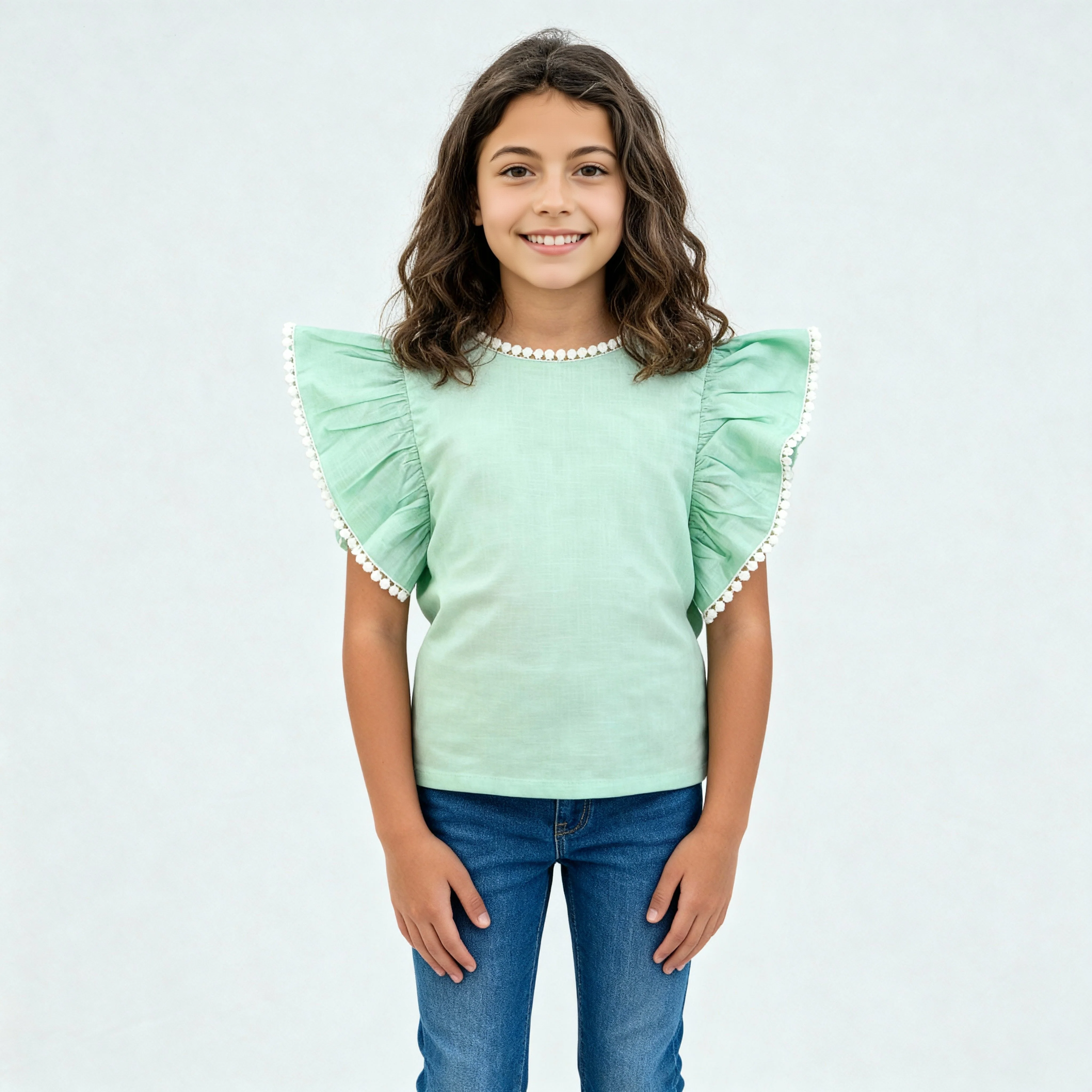 Girls Cotton Hi-Low Pleated Top - Image 7
